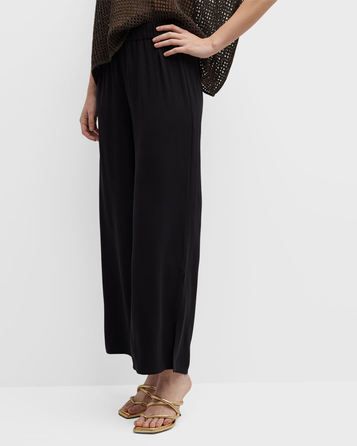 Alex Evenings Georgette Chiffon Wide Leg Mid Rise Flowy Pants