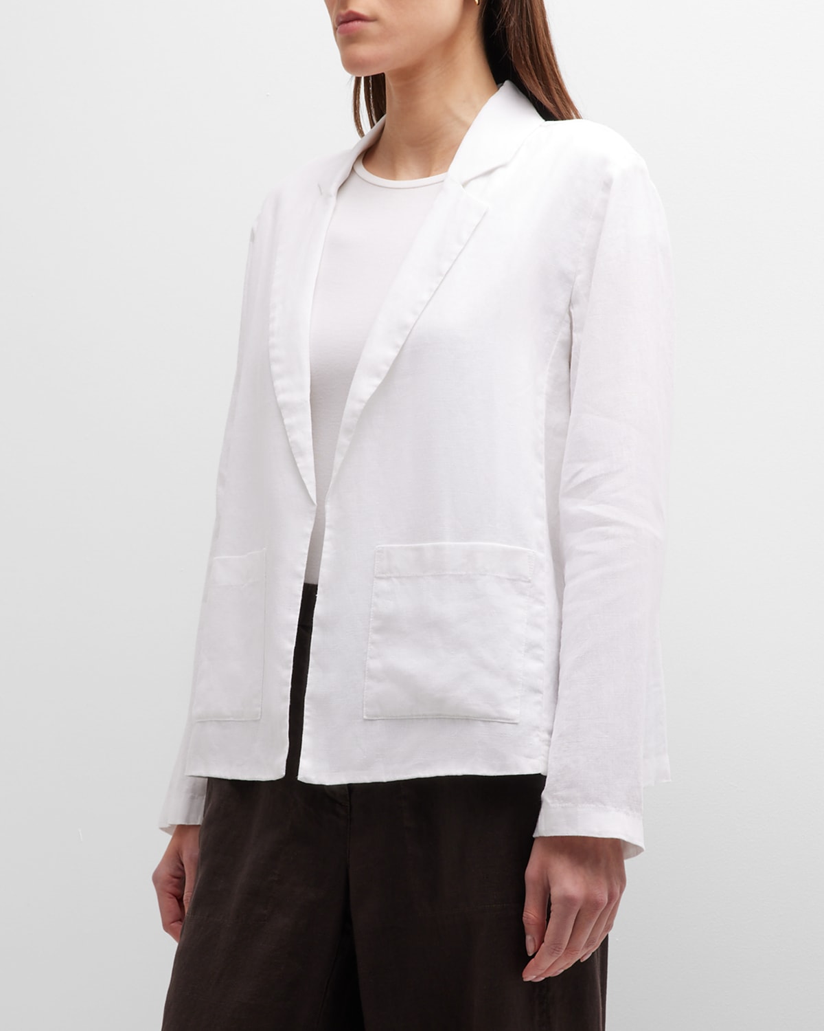 Eileen Fisher Open Front Long Jacket In White