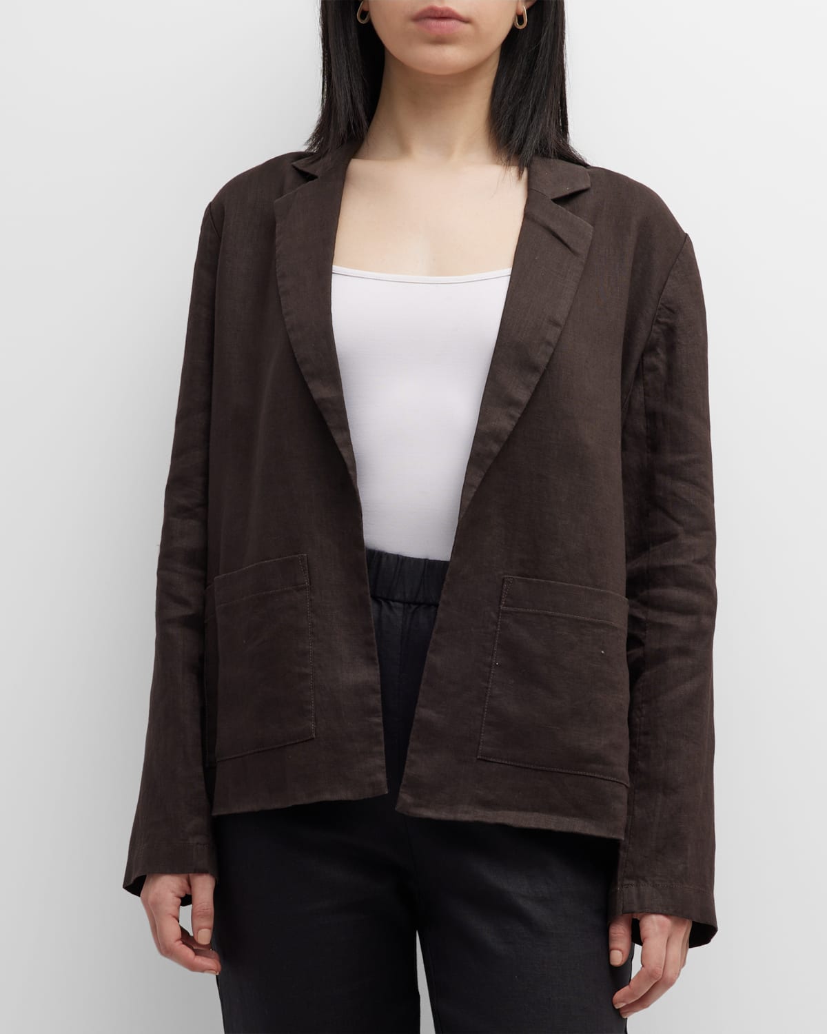 EILEEN FISHER OPEN-FRONT ORGANIC LINEN JACKET