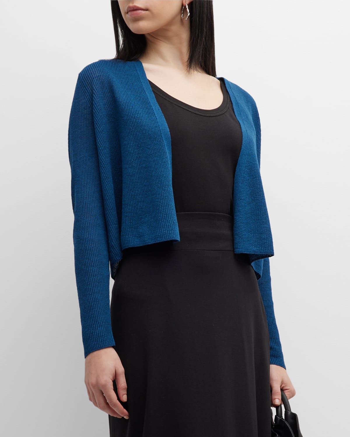 Eileen Fisher Cropped Open-front Cardigan In Atlantis