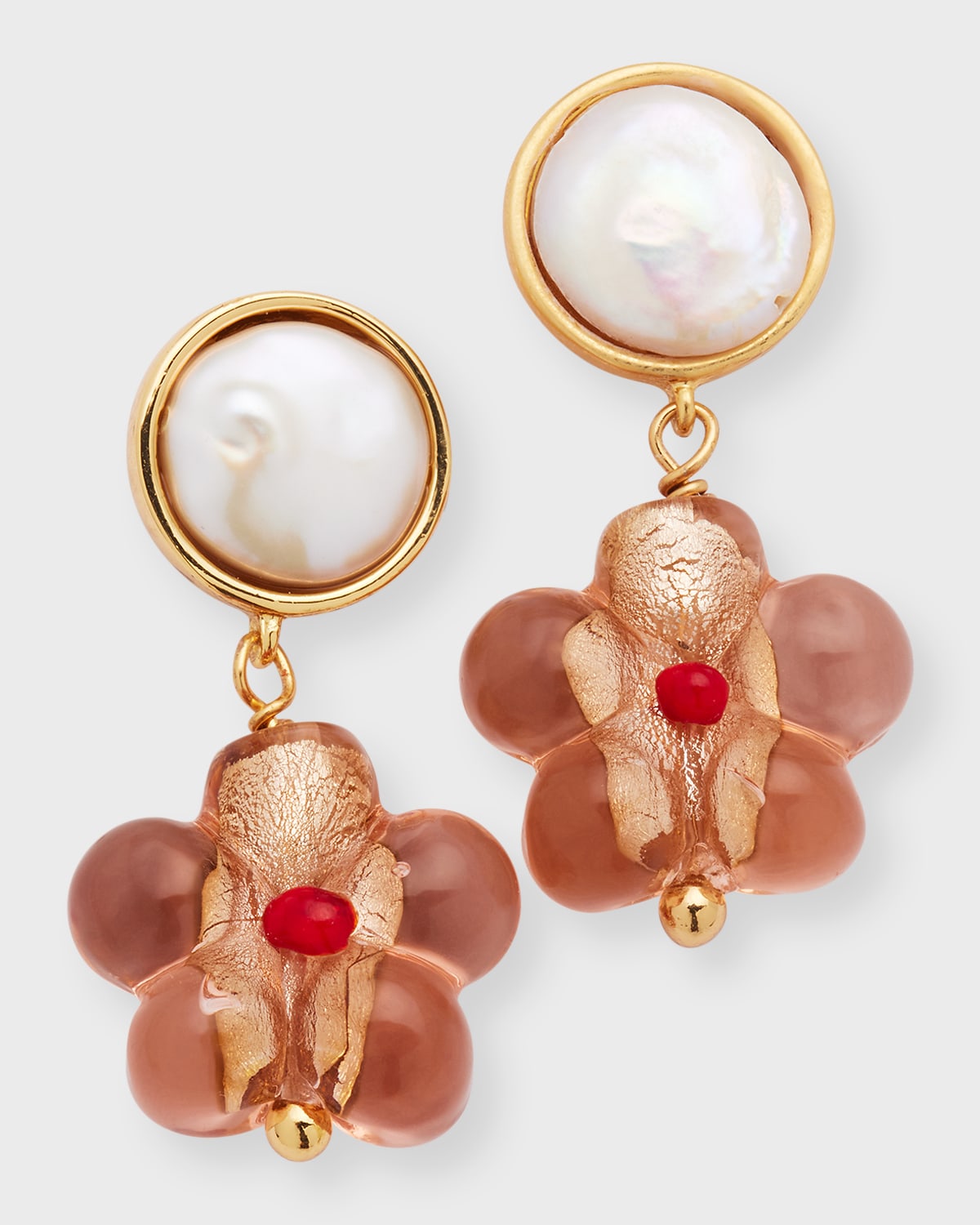 Mignonne Gavigan Sienna Mother-of-pearl Flower Drop Earrings In Gold