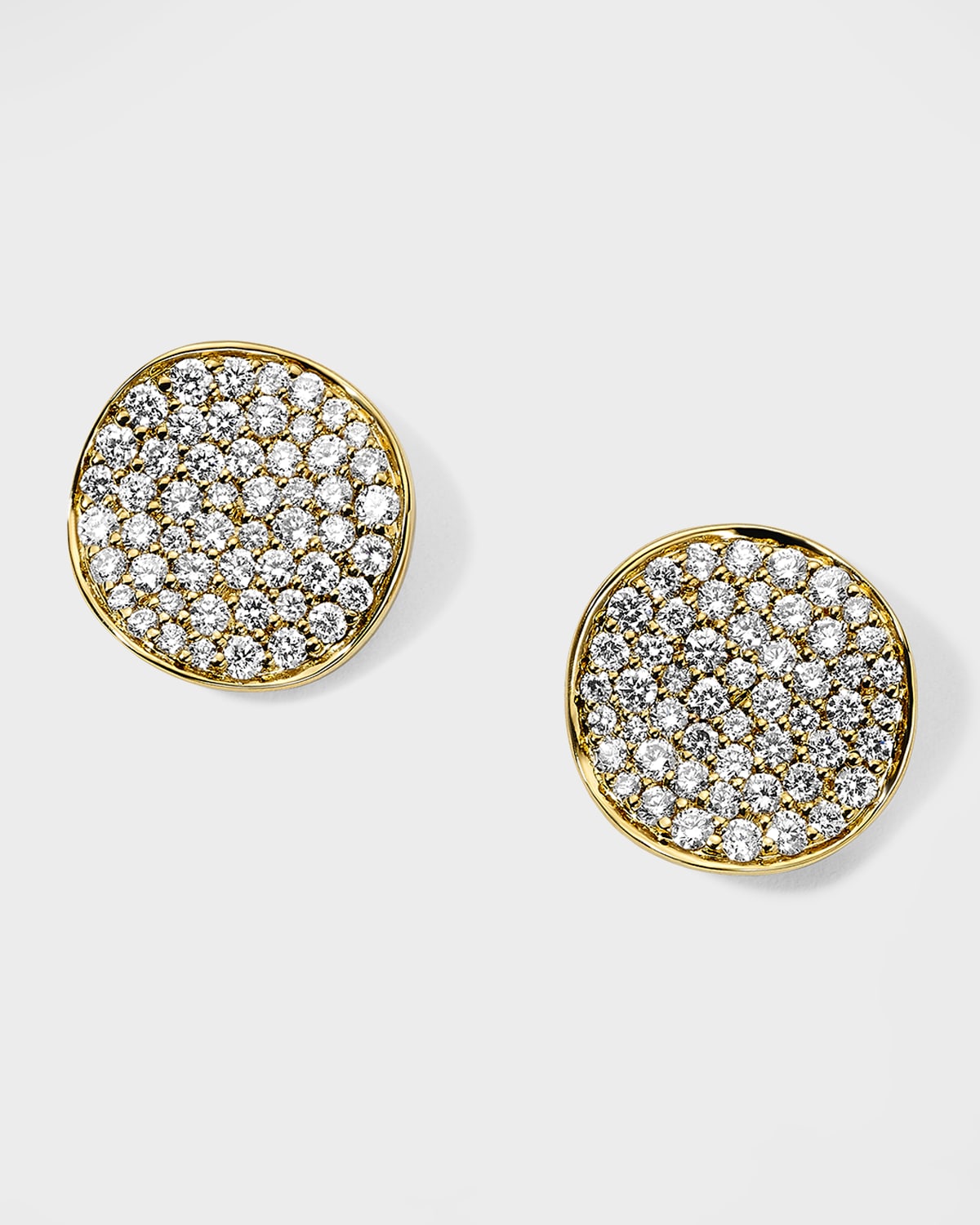 Ippolita 18k Yellow Gold Stardust Diamond Pave Flower Disc Stud Earrings In White/yellow