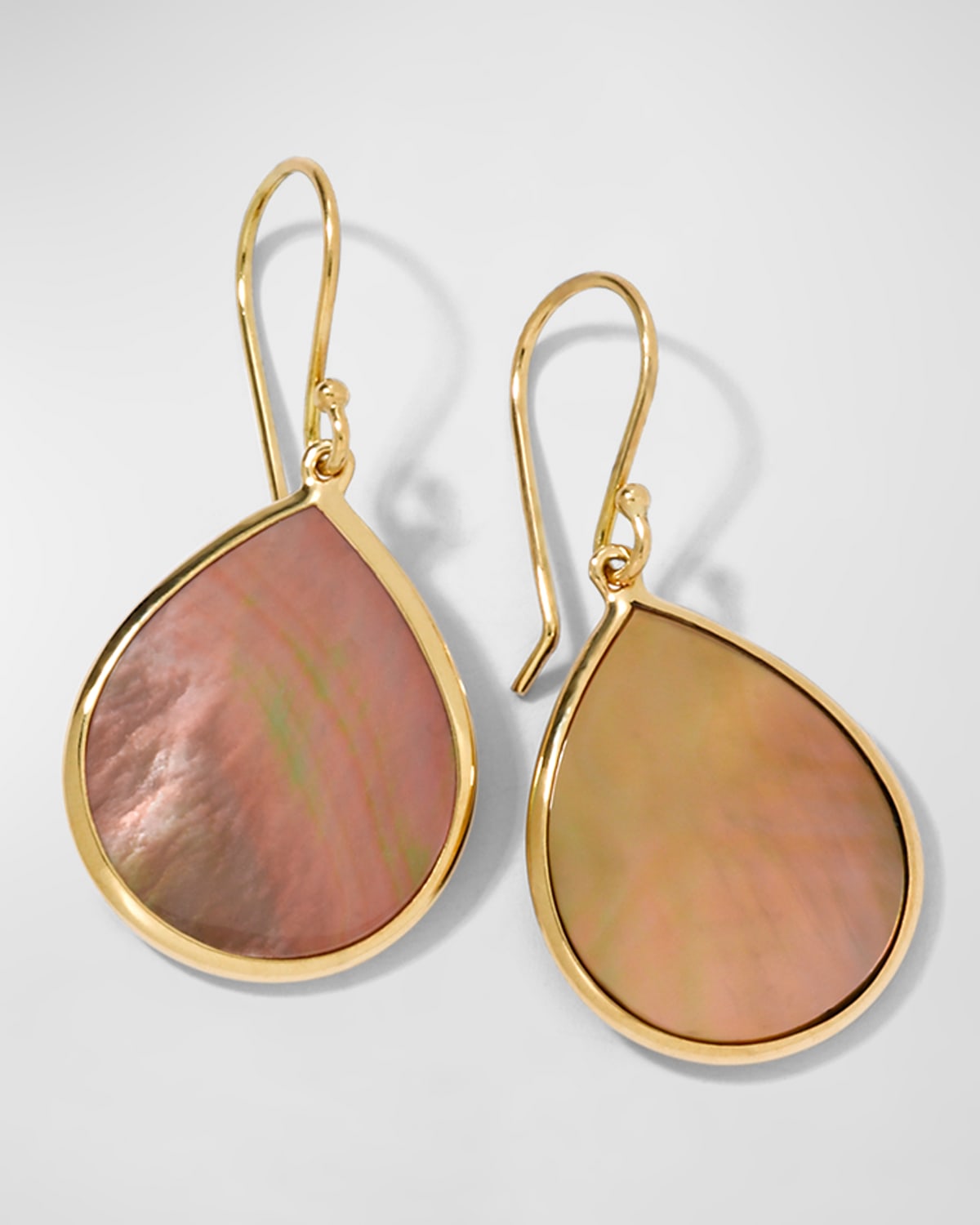 Ippolita 18k Yellow Gold Polished Rock Candy Brown Shell Mini Teardrop Earrings In Gold