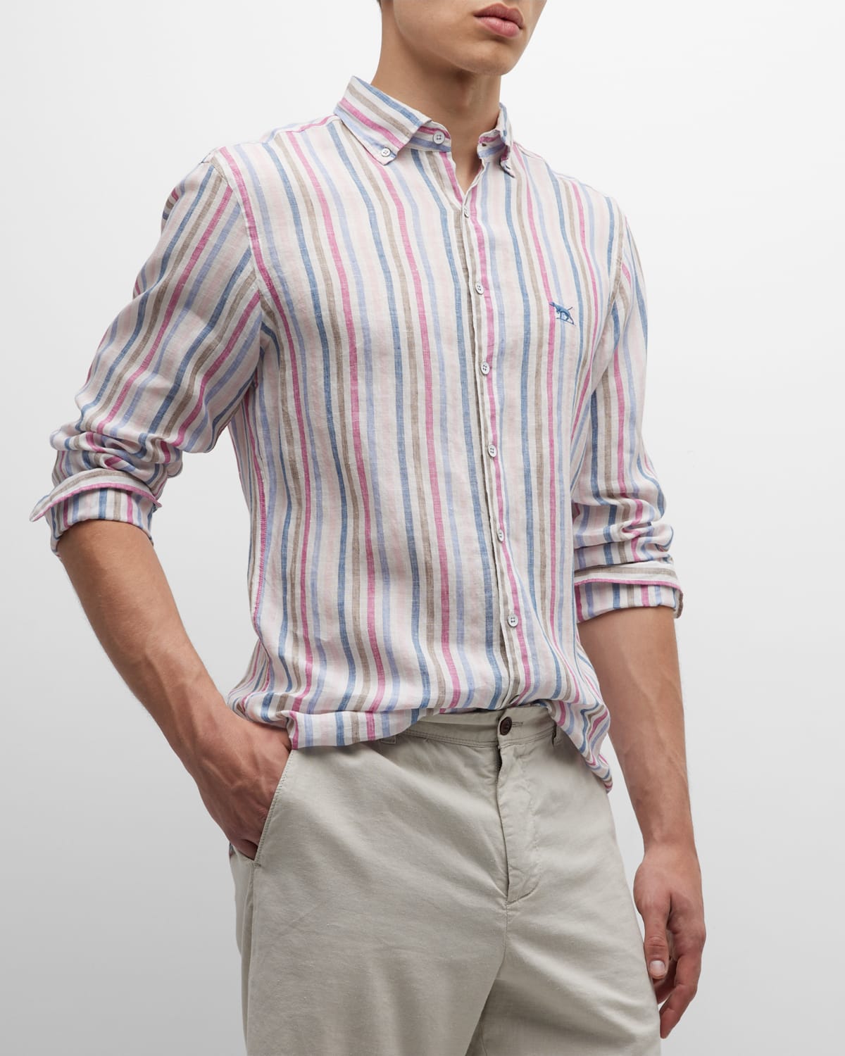 Men's Gimmerburn Stripe Slim Fit Sport Shirt