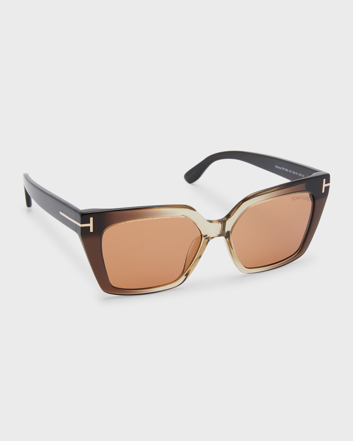 Shop Tom Ford Winona Acetate T-logo Cat-eye Sunglasses In Brown