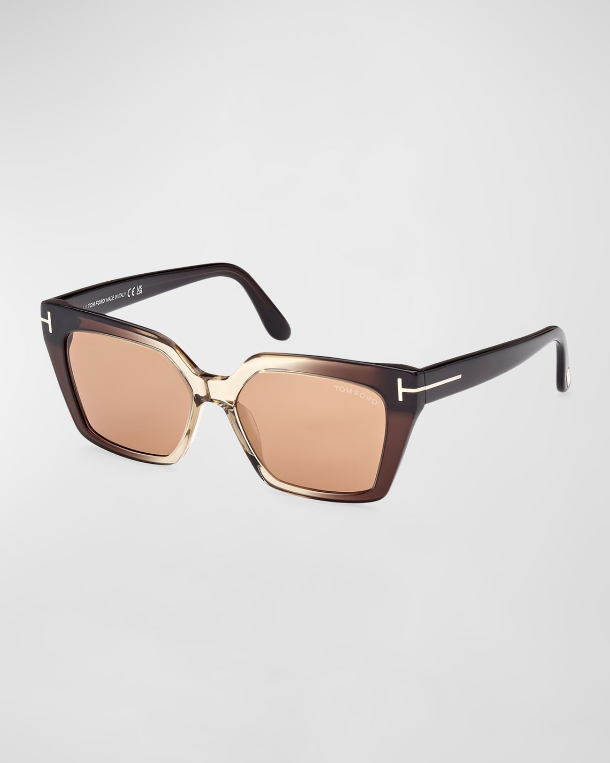 Shop Tom Ford Winona Acetate T-logo Cat-eye Sunglasses In Brown