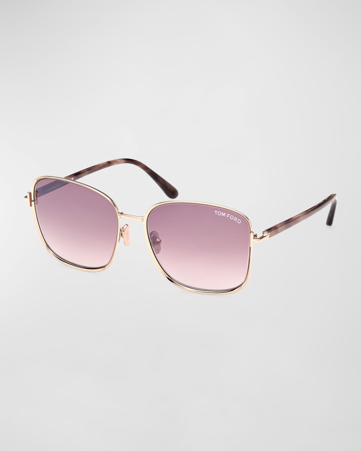 Shop Tom Ford Fern Square Mixed-media Sunglasses In Pink/violet