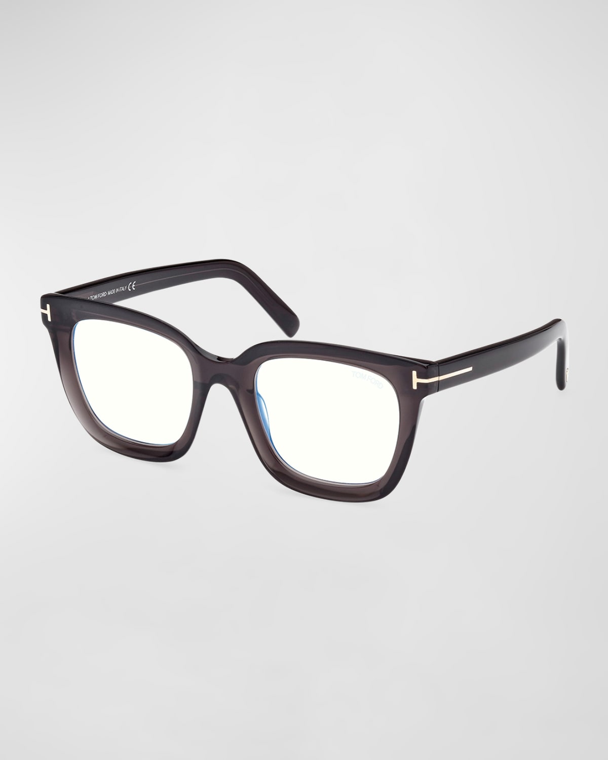 Shop Tom Ford Blue Light Blocking Square Acetate Glasses In Black