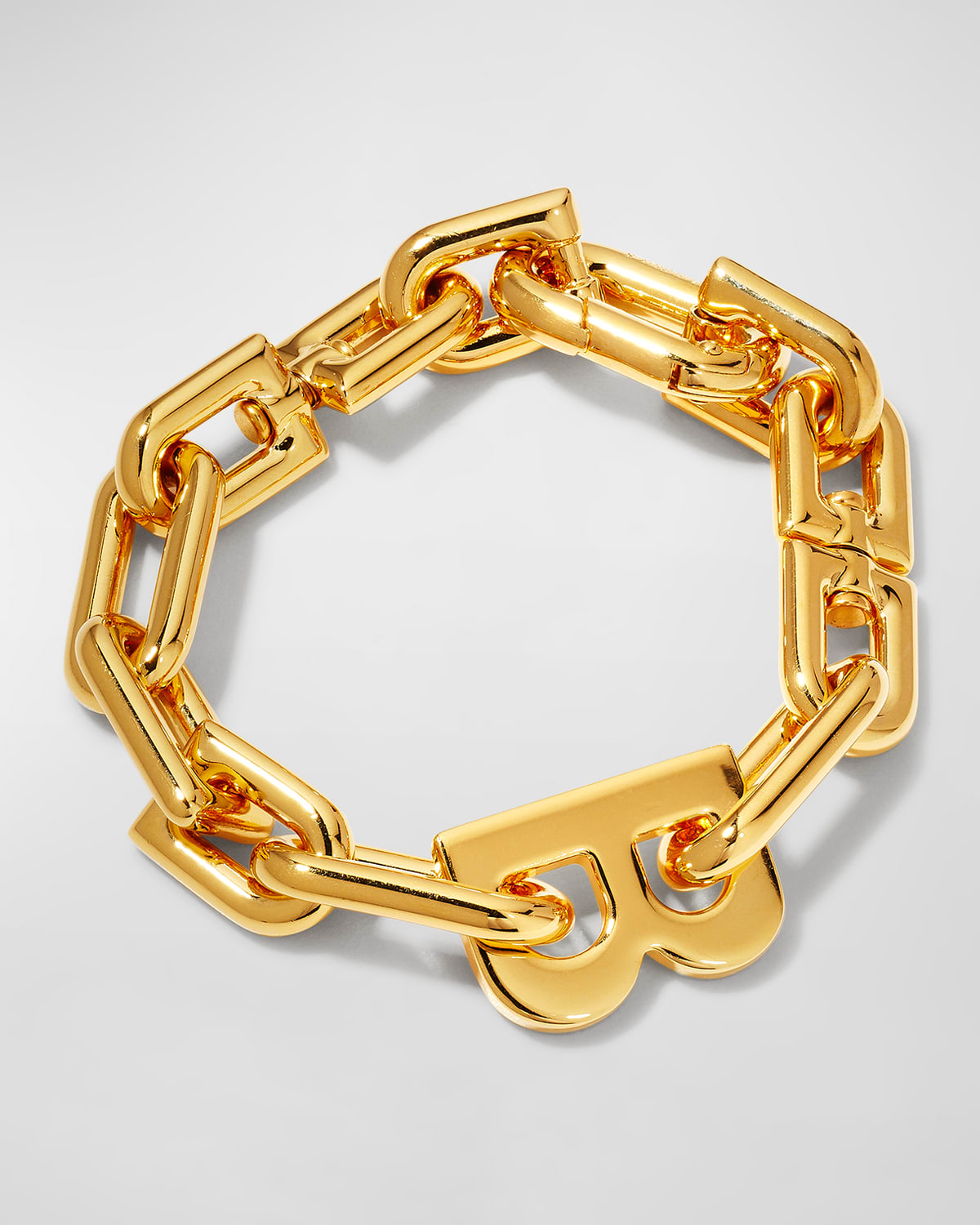 Balenciaga B-logo Bracelet In 0027 Shiny Gold
