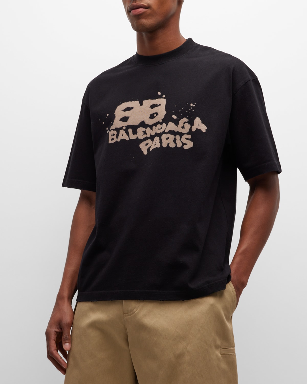 Balenciaga Men's Dirty Bb Paris Icon T-shirt In 1059 Black/ecru
