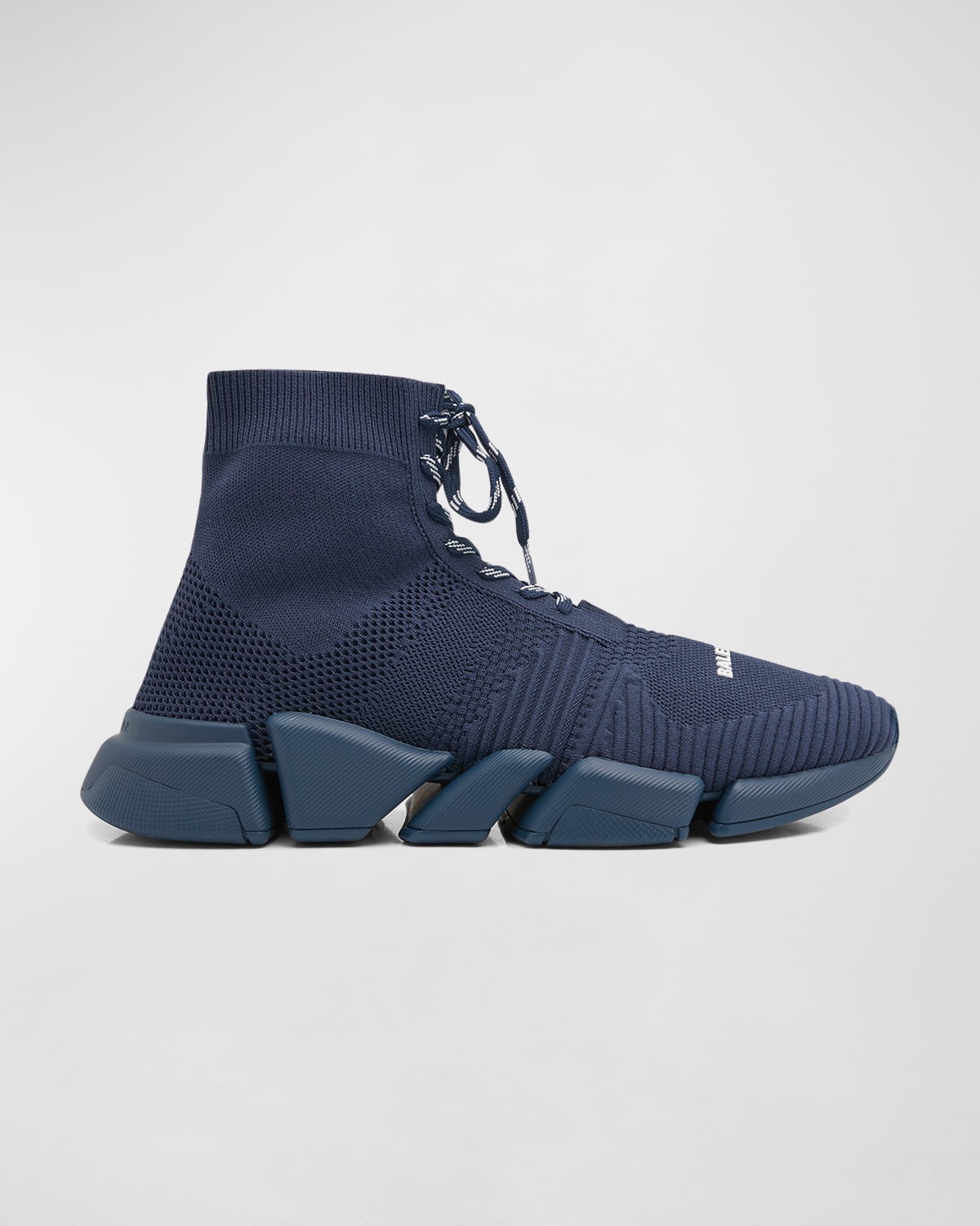 Balenciaga Men's Speed 2 0 Lace Up Recycled Knit Sneaker In 4909 Dark Navy