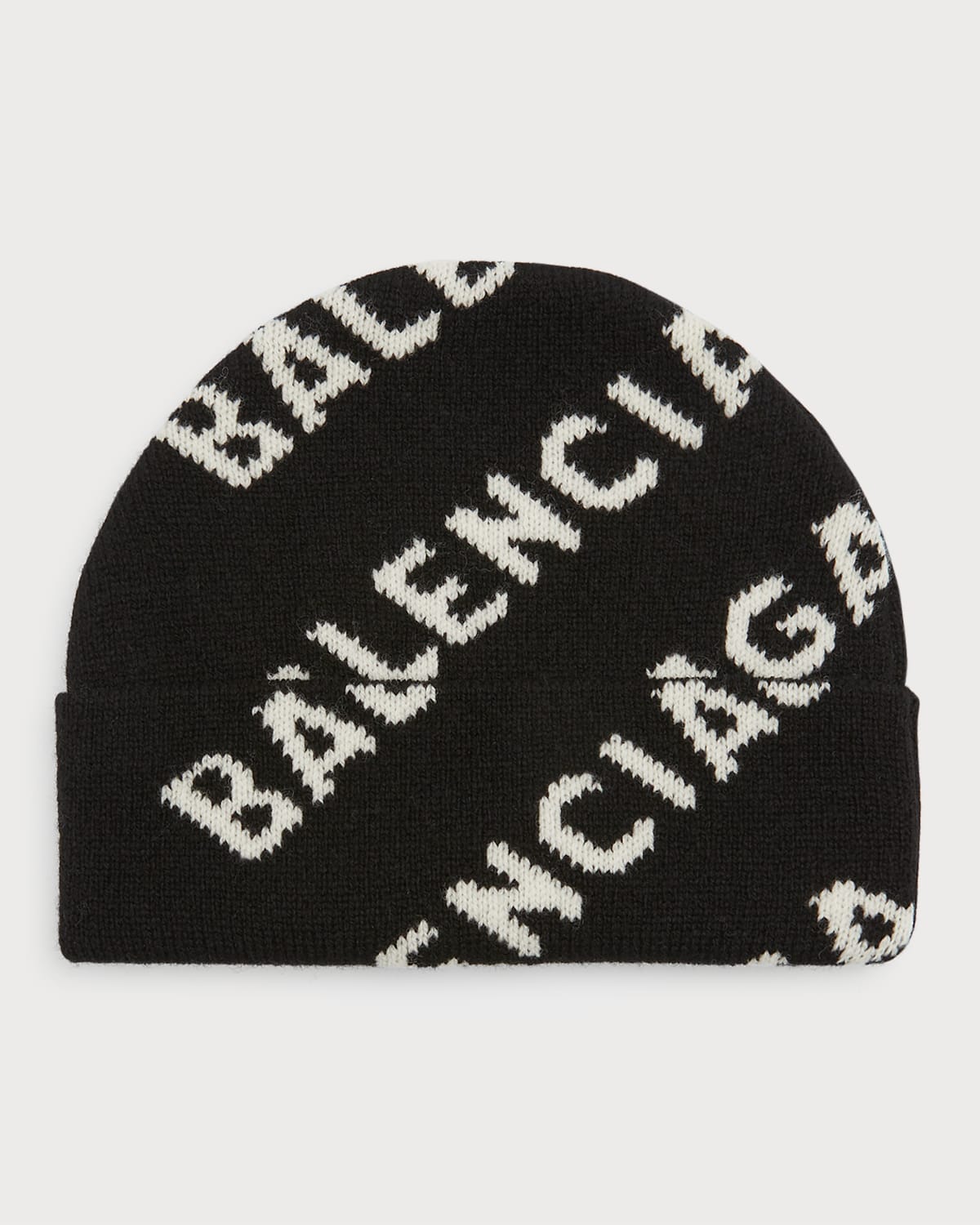Balenciaga Allover Logo Beanie In 1070 Black/white