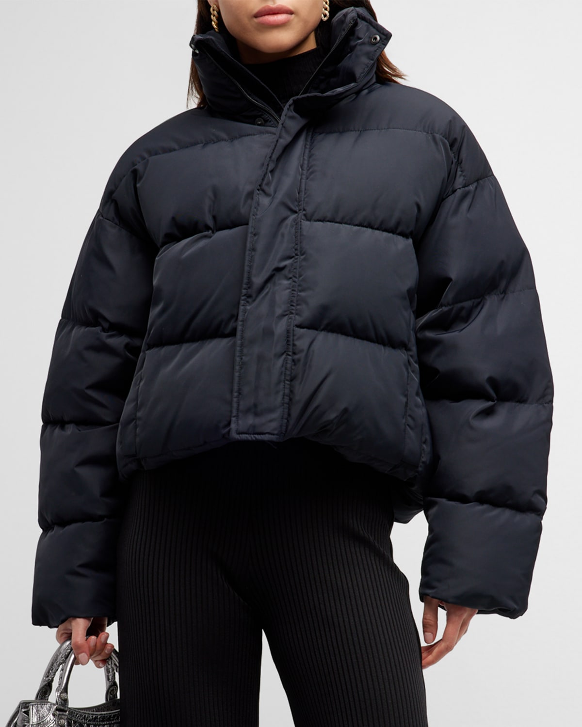 Balenciaga Women's Bb Padded Shell Short Puffer Coat In 1000 Black