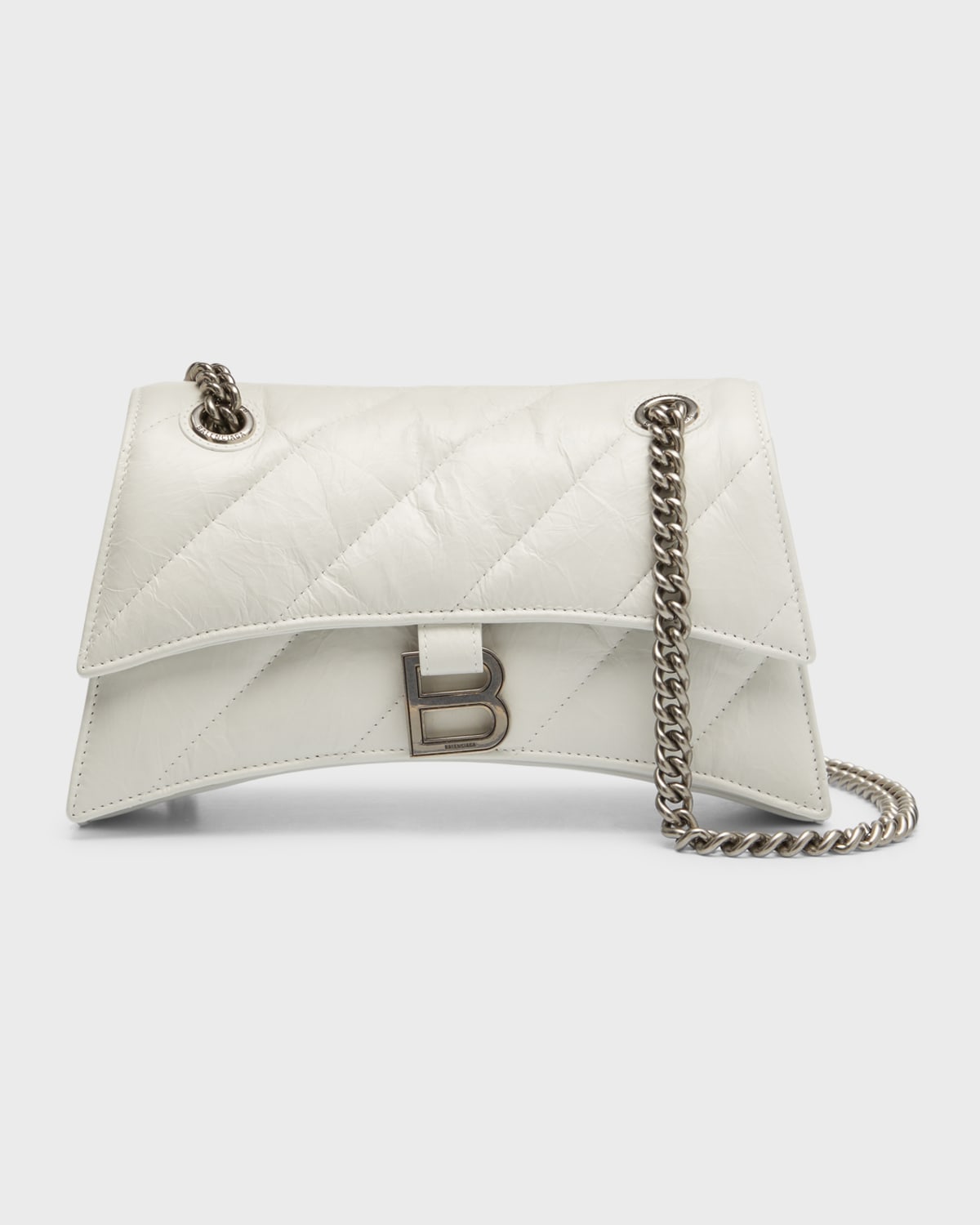 Balenciaga Small Crush Chain Shoulder Bag In 9001 Optic White