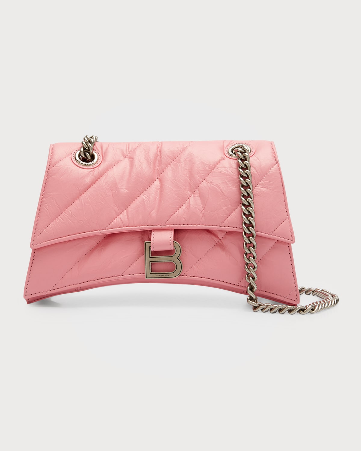 Balenciaga Crush Small Quilted Chain Shoulder Bag 5812 Sweet Pink