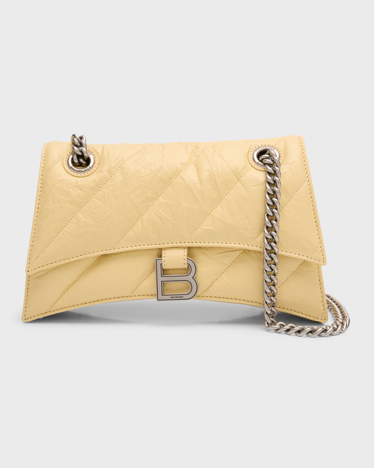 Balenciaga Crush Small Quilted Chain Shoulder Bag In Yellow
