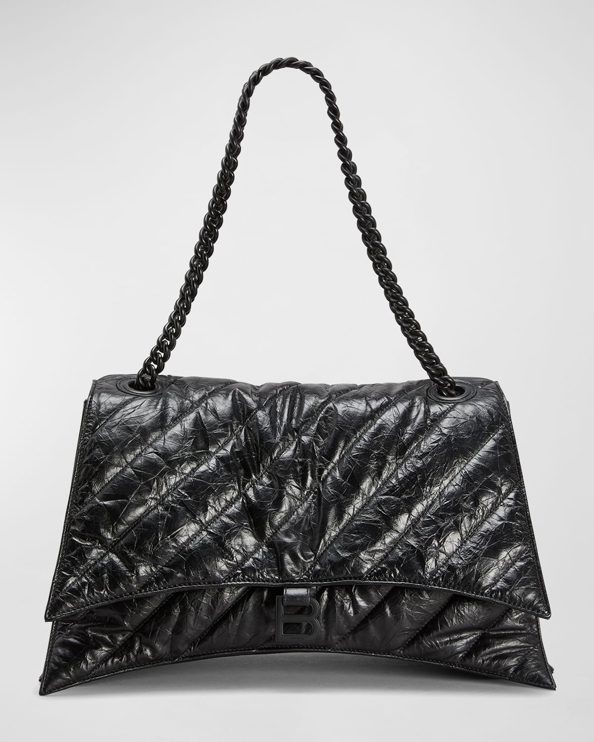 Balenciaga Crush Medium Quilted Chain Bag In 1000 Black