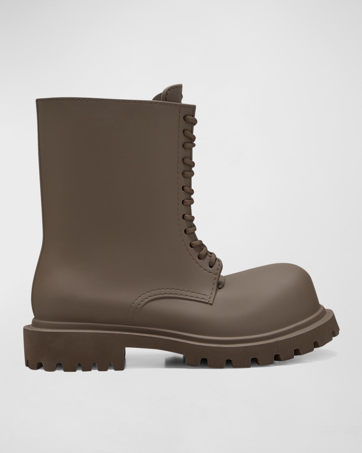 Balenciaga Men's Oversized Leather Army Boots In 2000 Brown