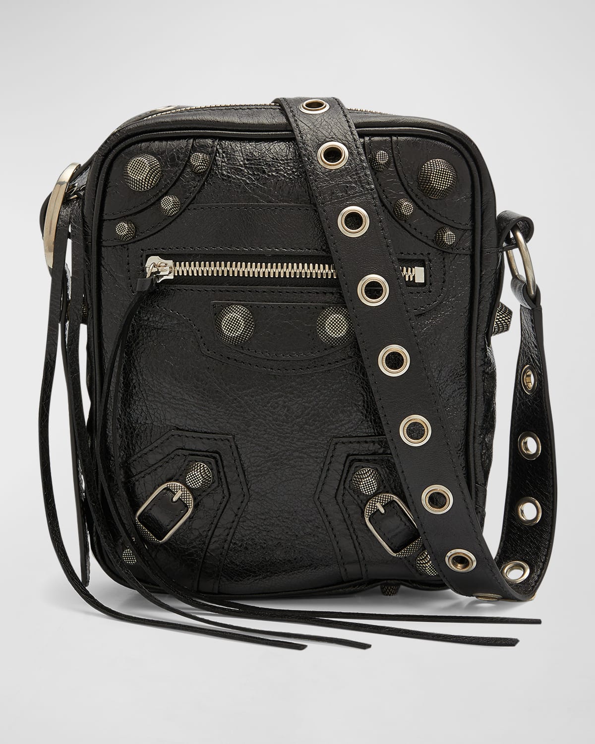 Le Cagole Embellished Leather Belt Bag in Grey - Balenciaga