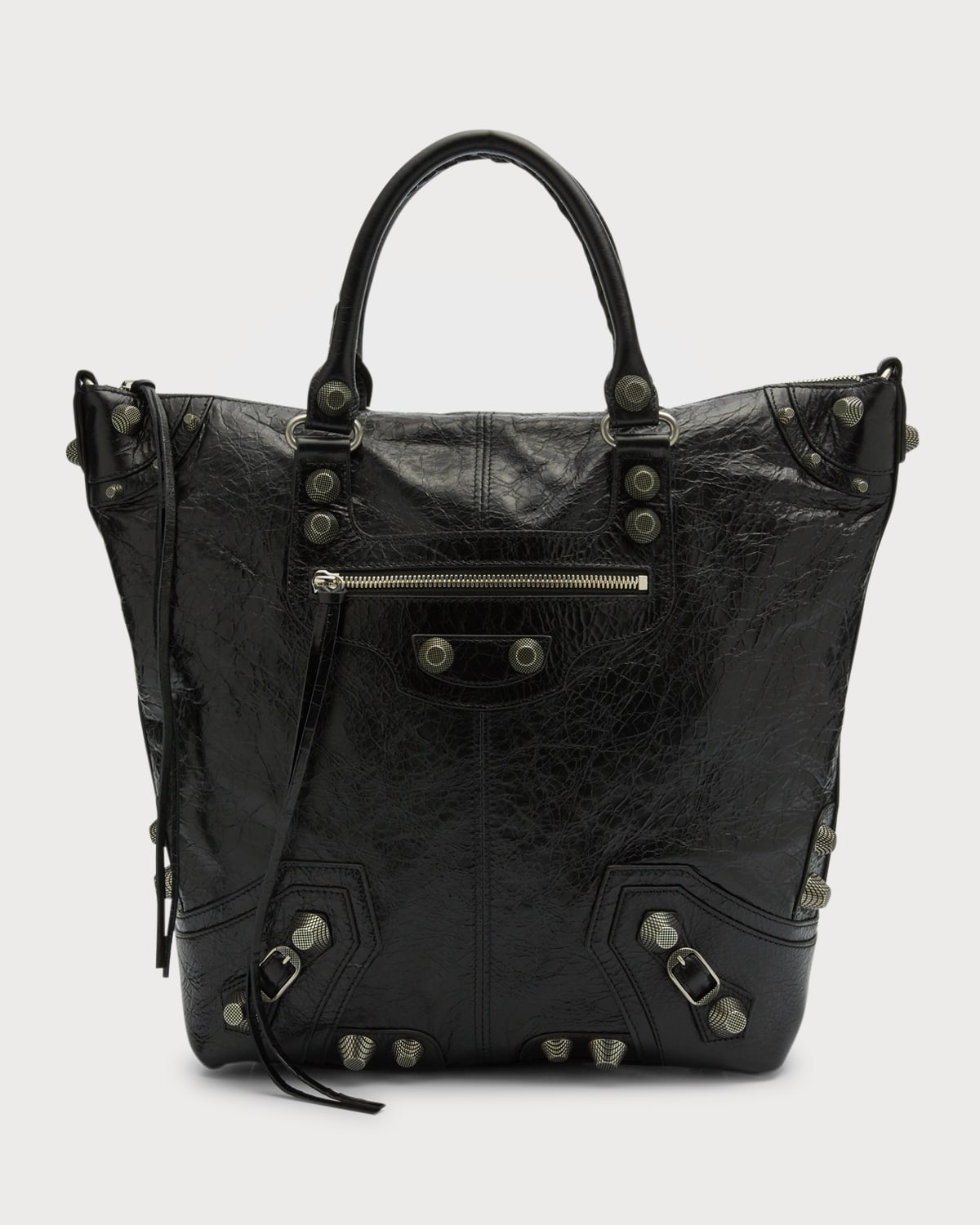 Shop Balenciaga Men's Le Cagole Medium Leather Tote Bag In 1000 Black