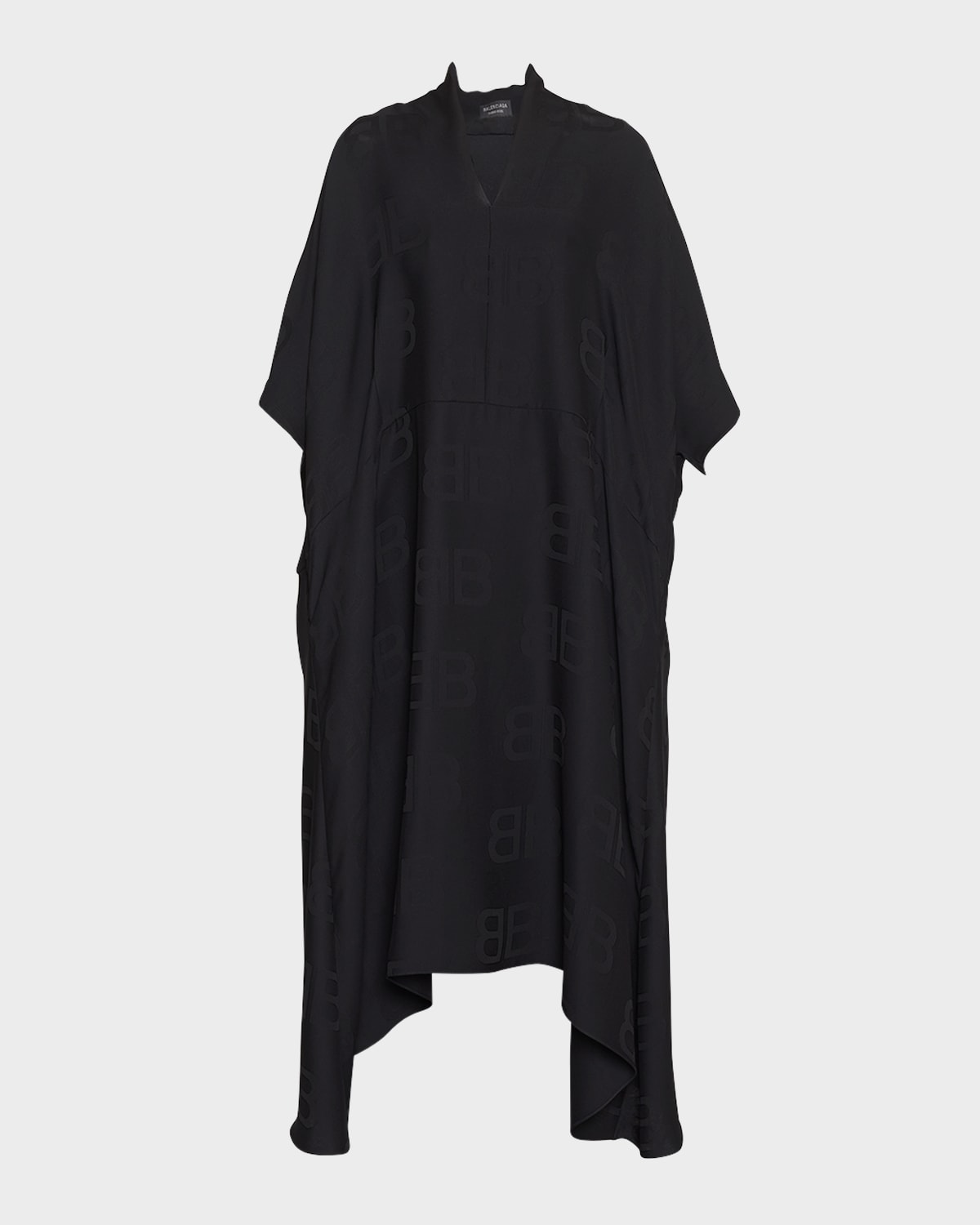 Balenciaga Monogram Silk Jacquard Oversized Midi Dress In 1000 Black