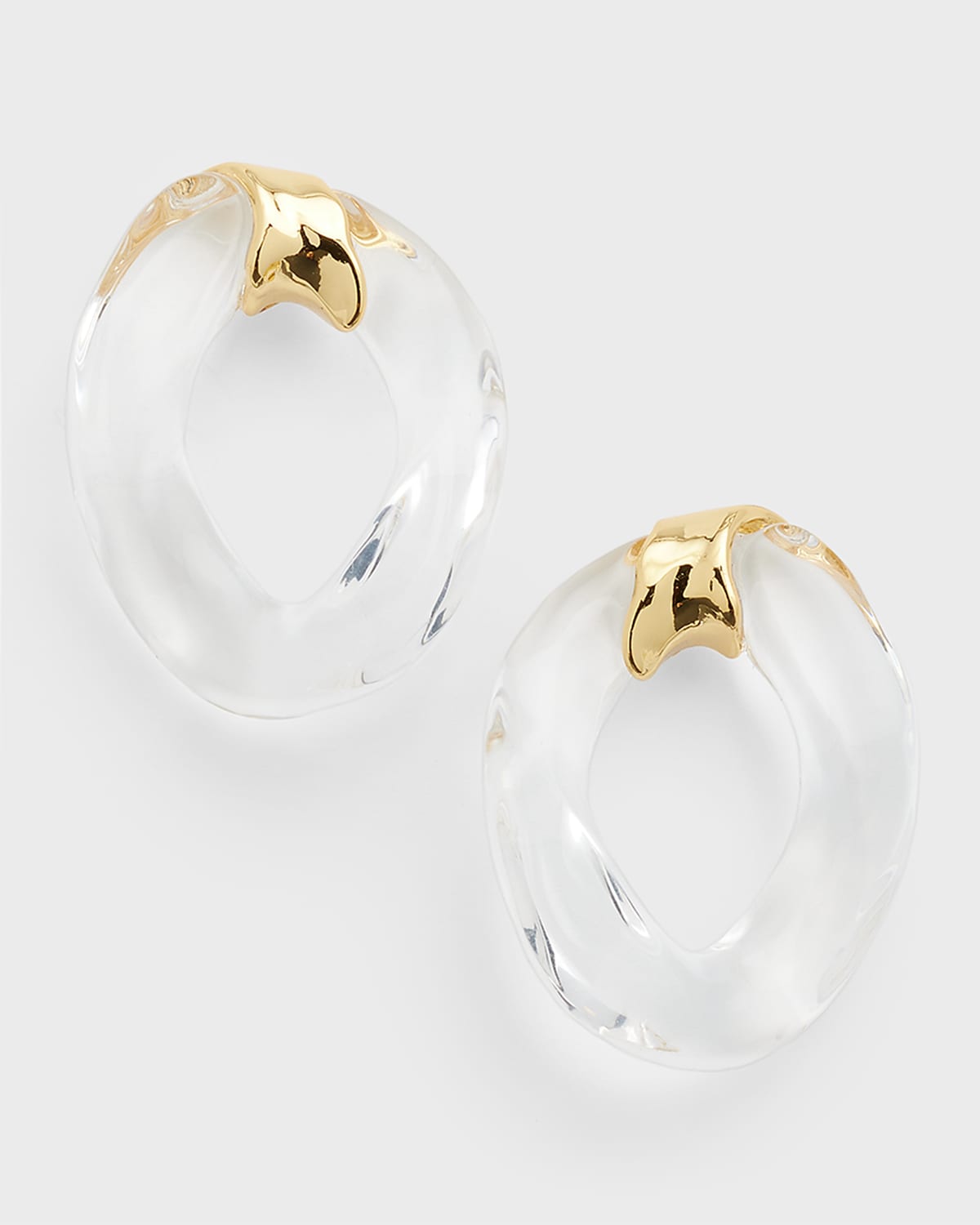 Alexis Bittar 14k Gold-plated Brass Lucite Molten Curb Link Post Earrings In Clear