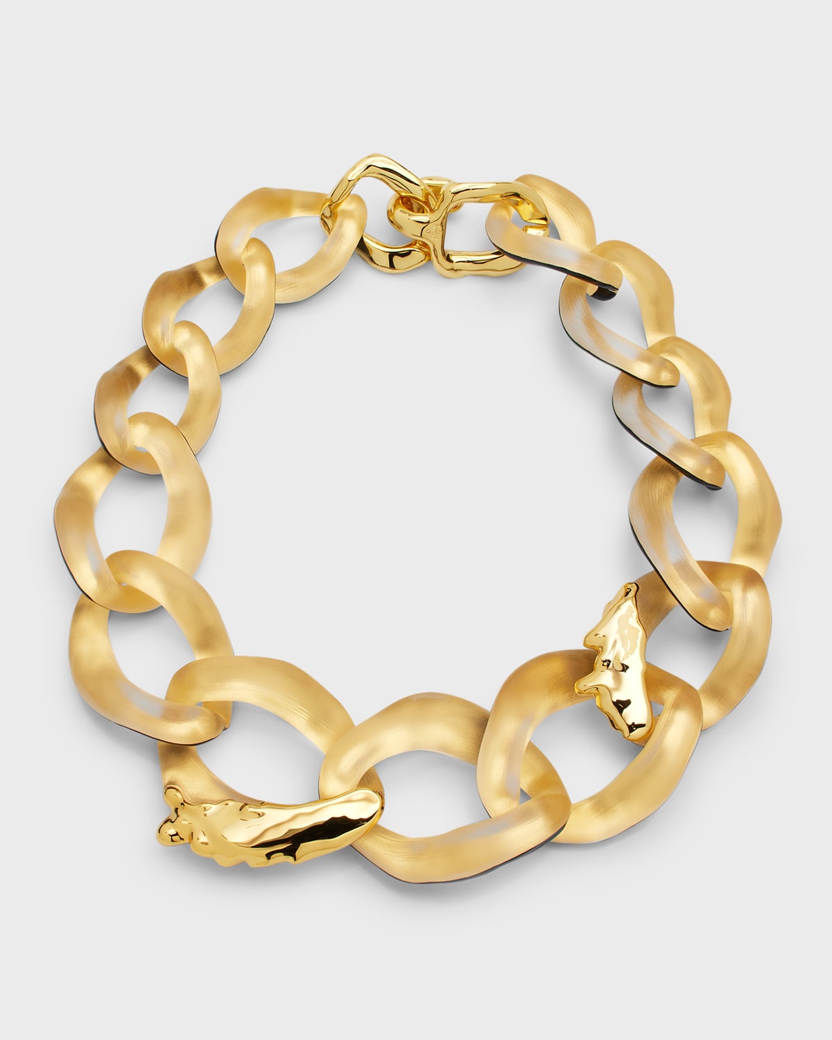 Alexis Bittar Lucite Molten Extra-large Link Necklace In Gold