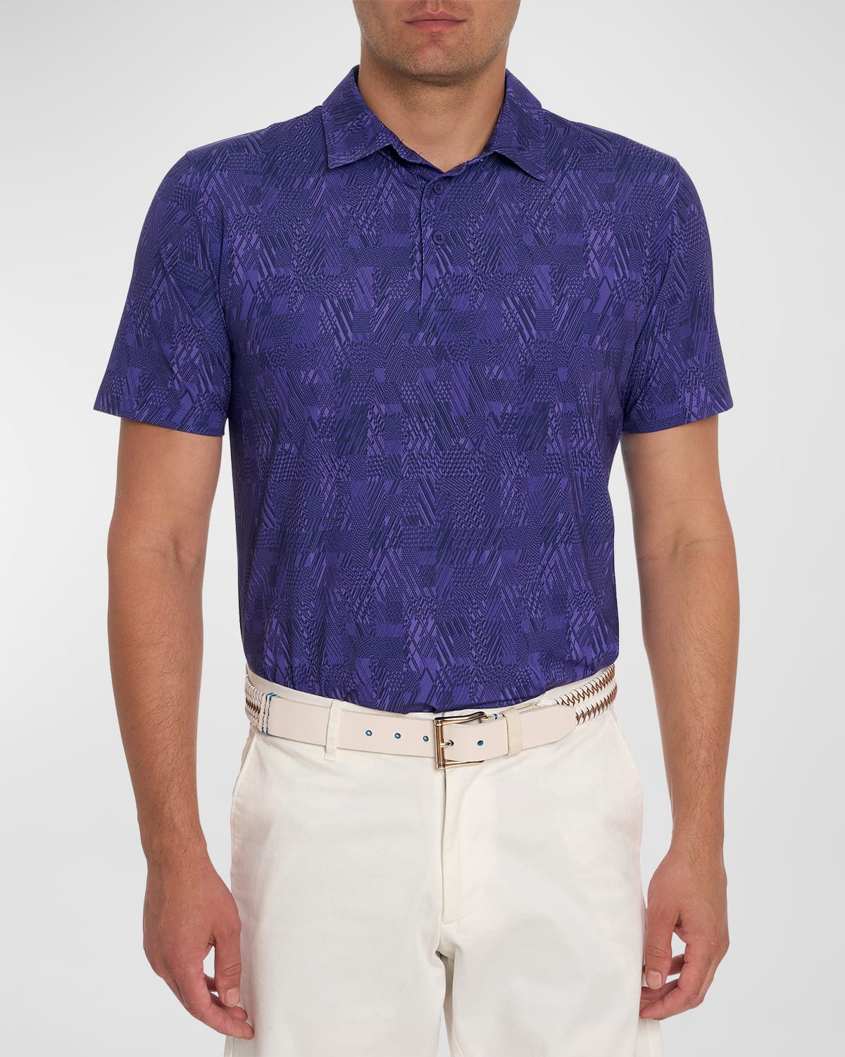 Shop Robert Graham Men's Beauford Stretch Knit Polo Shirt In Purple