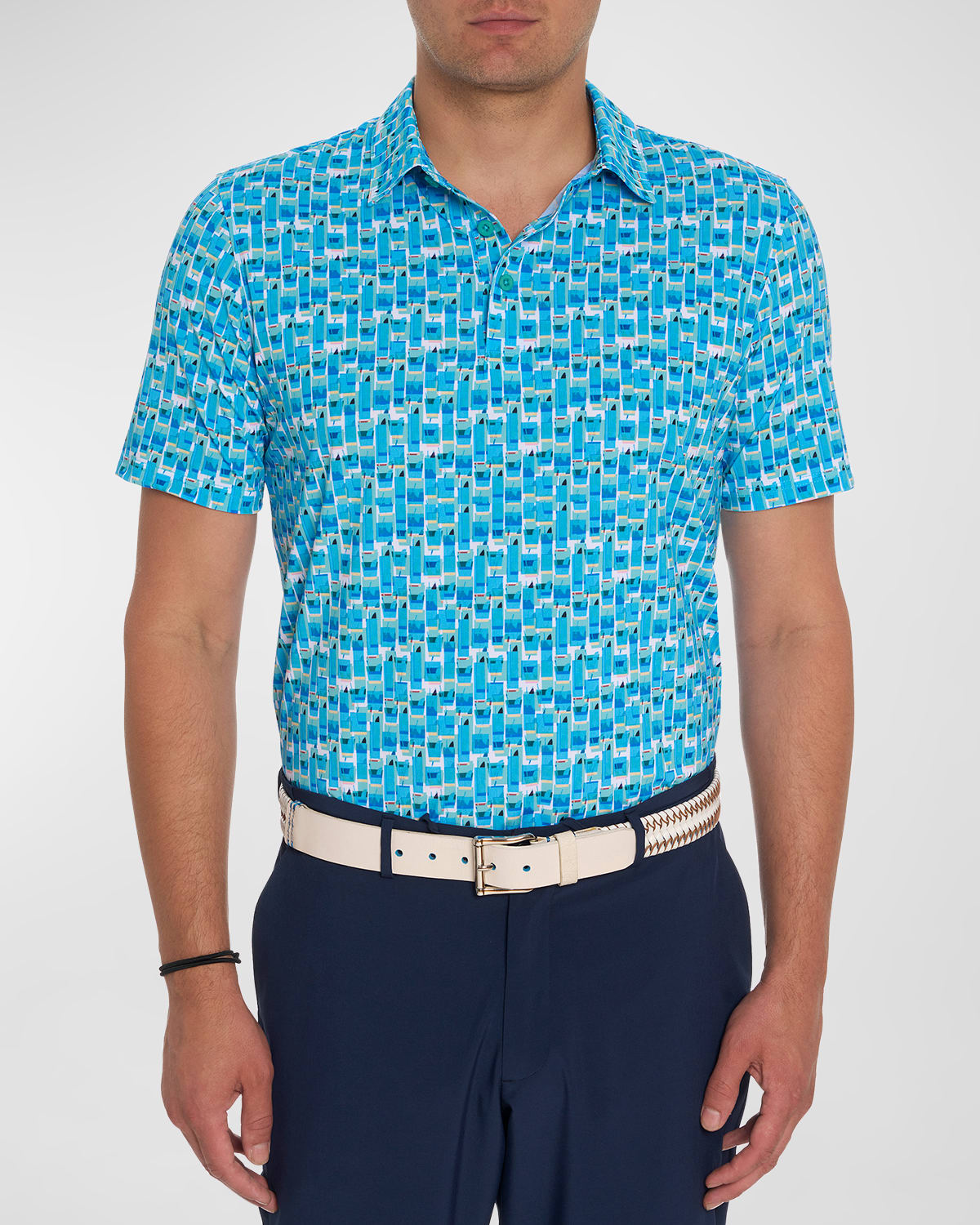 Shop Robert Graham Men's Tequila Sunrise Stretch Polo Shirt In Jade Green
