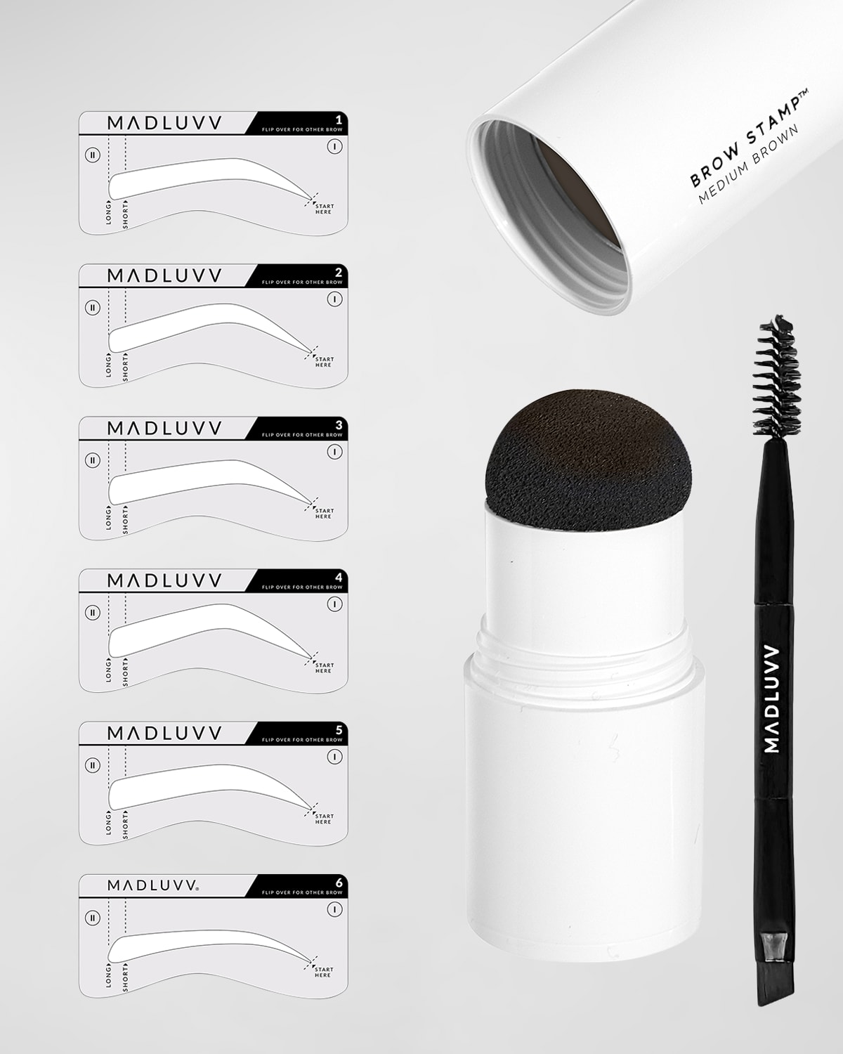 Shop Madluvv Brow Stamp Kit In Medium Brown