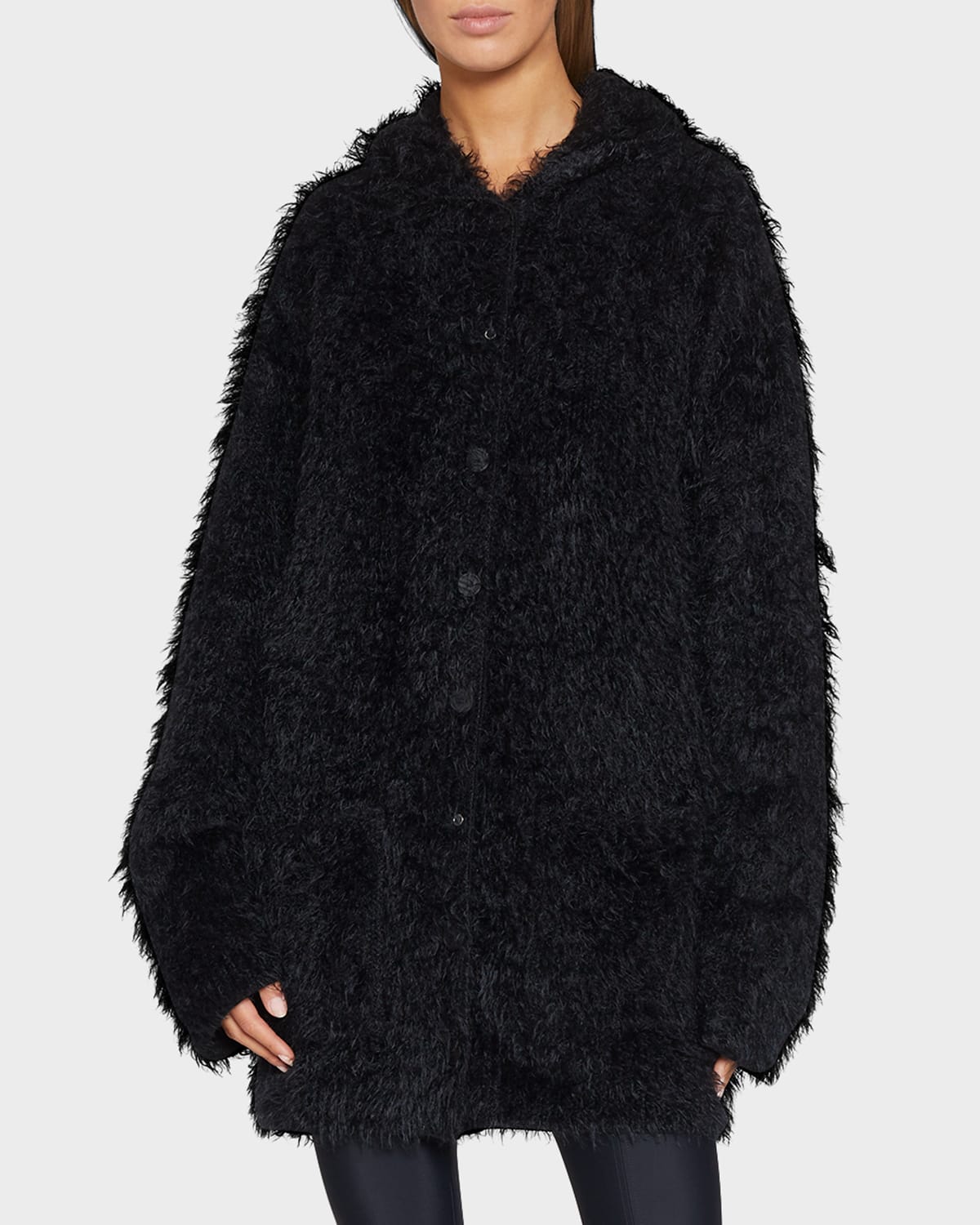 開店記念セール！ Cardigan Wool Brushed Hooded Balenciaga In ModeSens | Black トップス