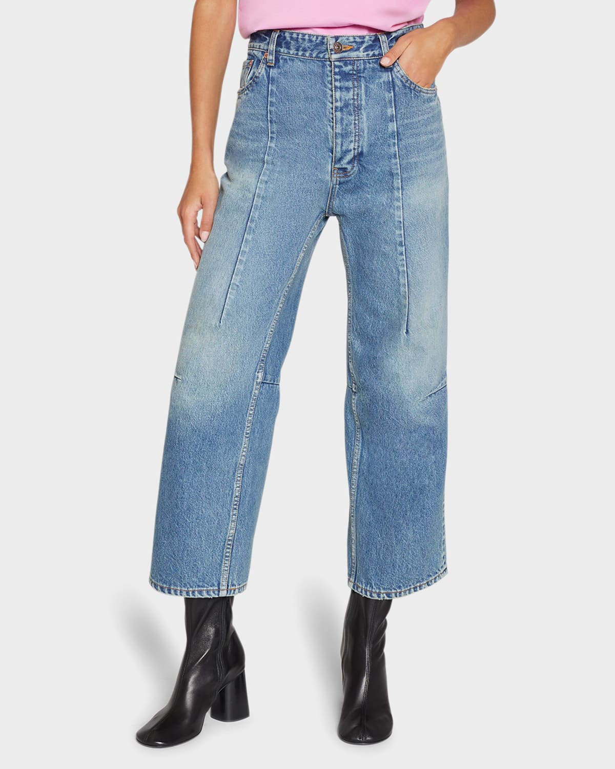 Balenciaga Biker Darts Japanese Denim Pants In 4268 True Blue