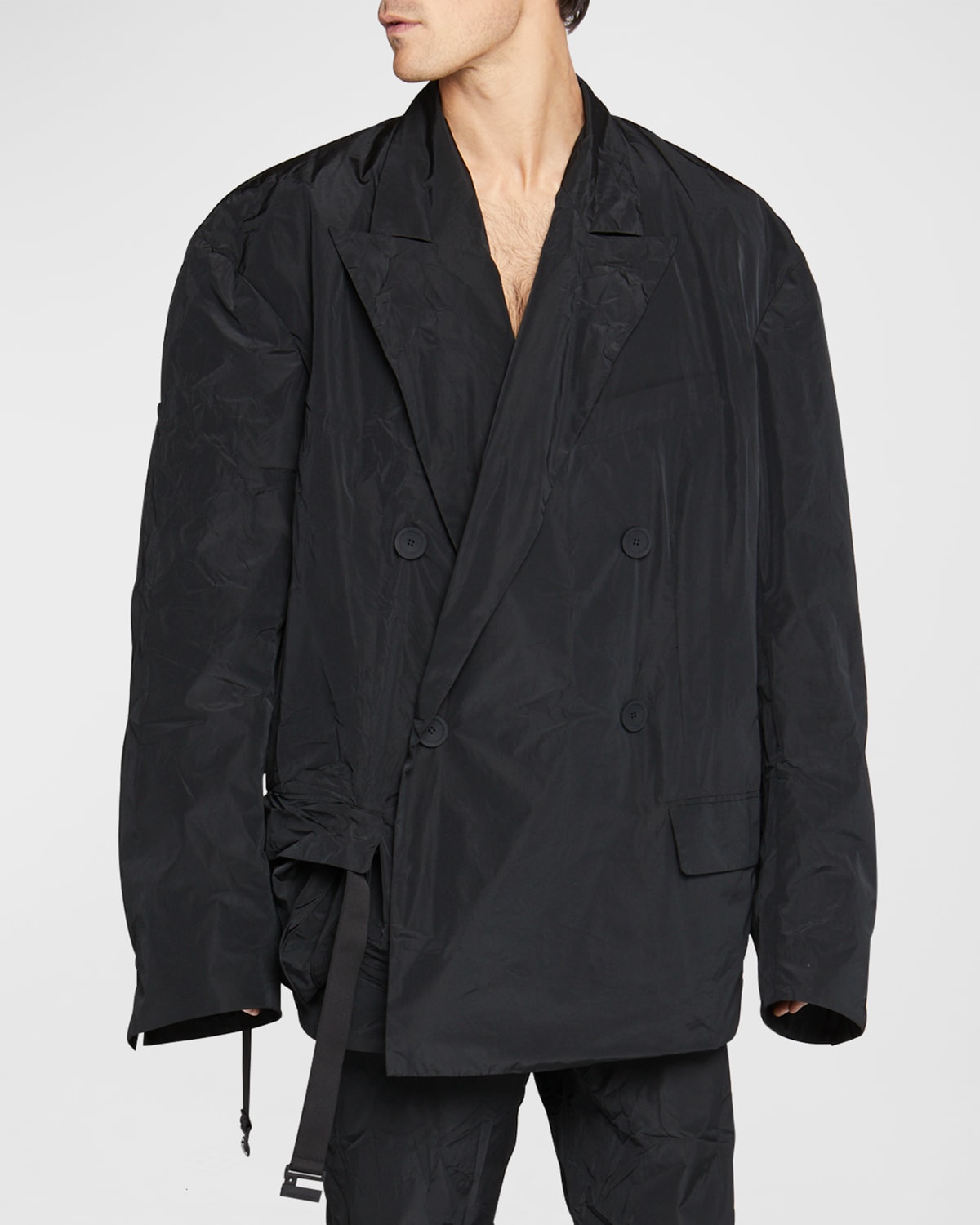 Balenciaga Men's Oversized Packable Taffeta Jacket In 1000 Black
