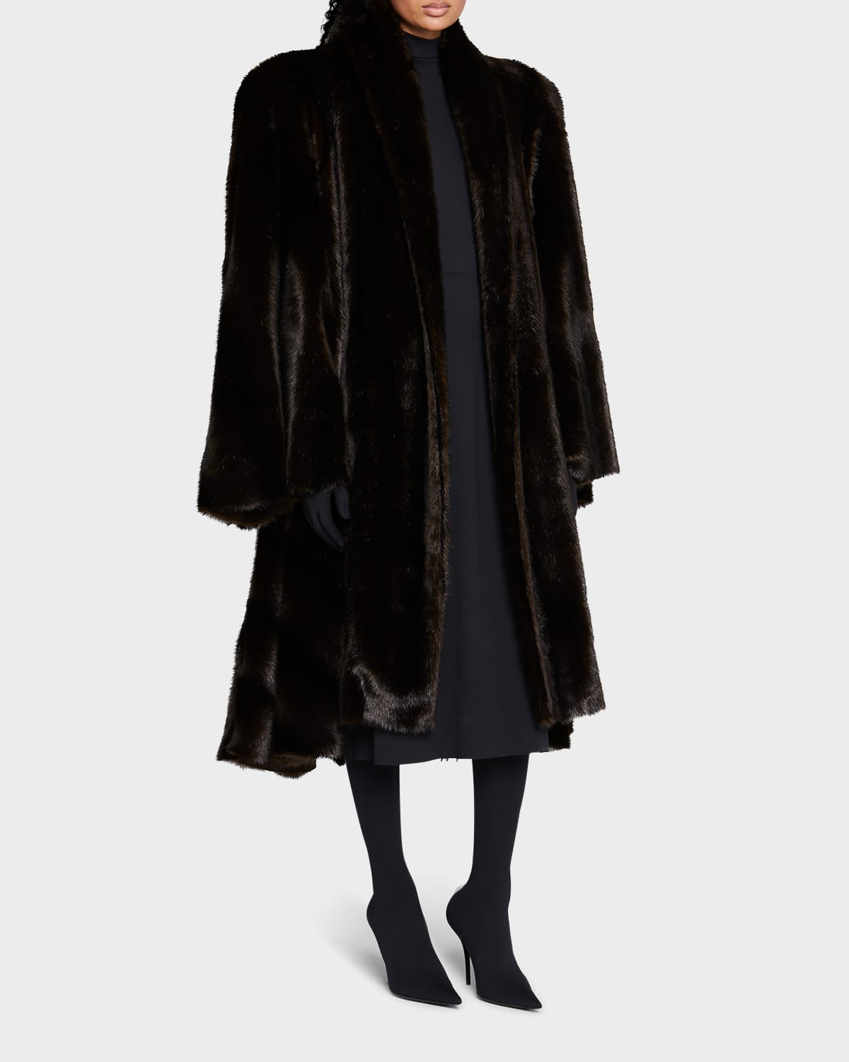 Shop Balenciaga Fake Mink Oversize Coat In 2150 Dark Brown