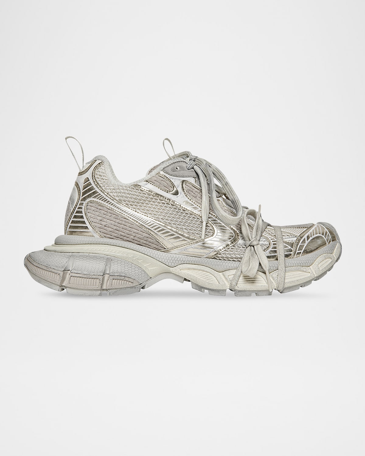 BALENCIAGA 3XL METALLIC MESH LACE TRAINER SNEAKERS 