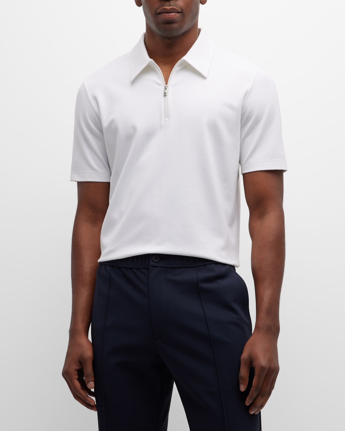 Theory Men's Ryder Quarterzip Polo In Relay Jersey In White