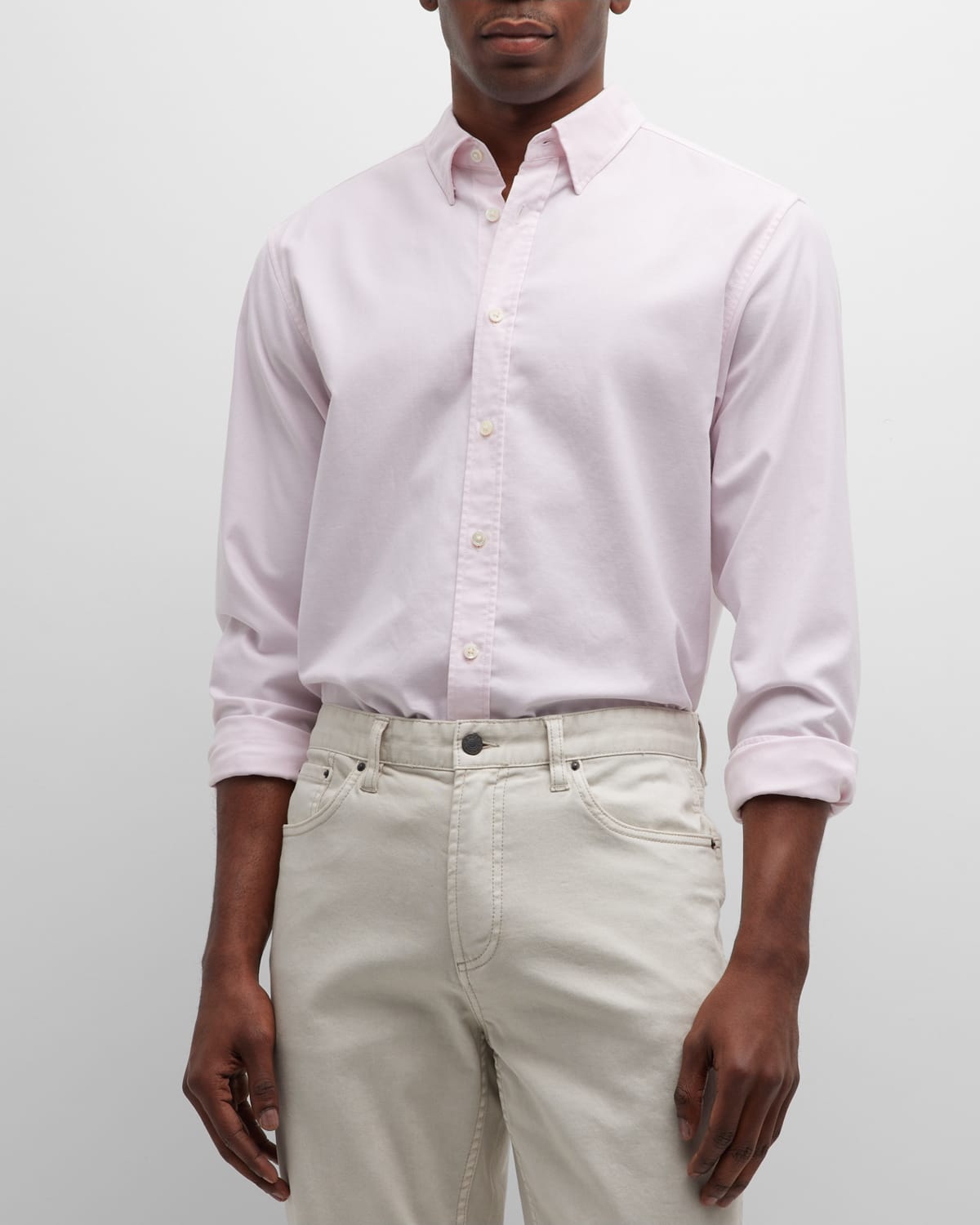 THEORY MEN'S IRVING OXFORD COTTON BUTTON-FRONT SHIRT
