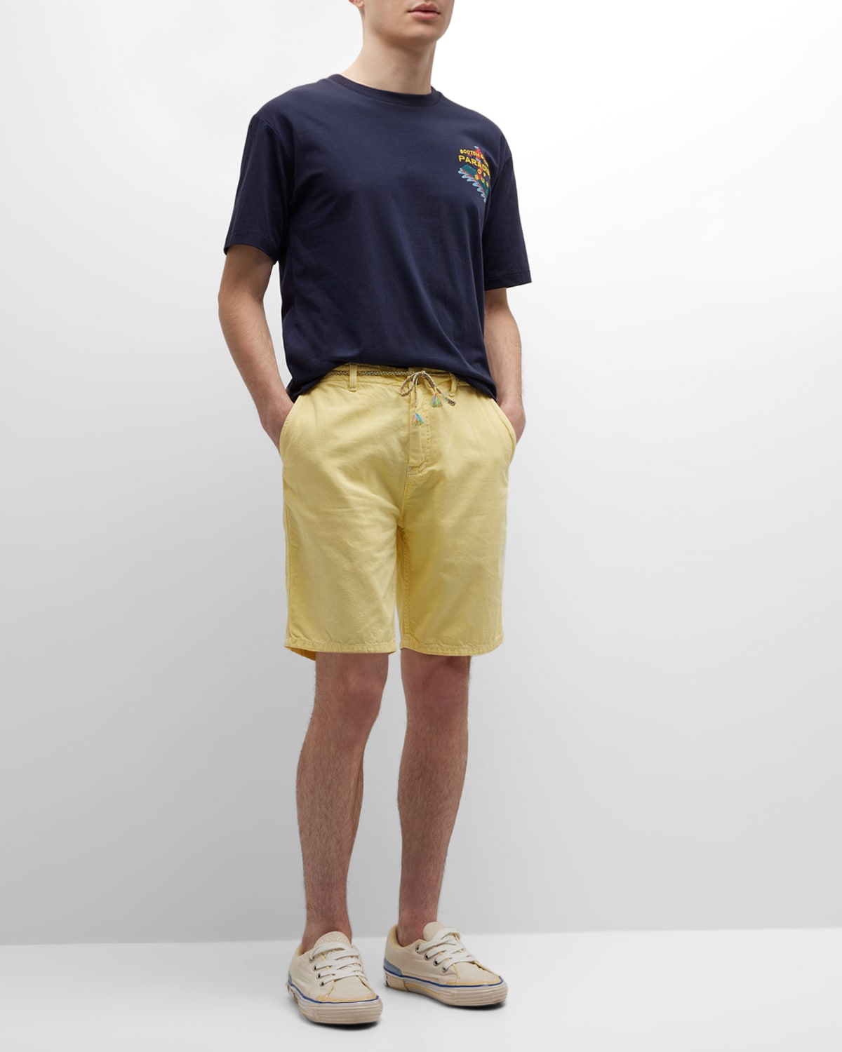 Scotch & Soda Men's Soft Cotton-linen Shorts In Yellow