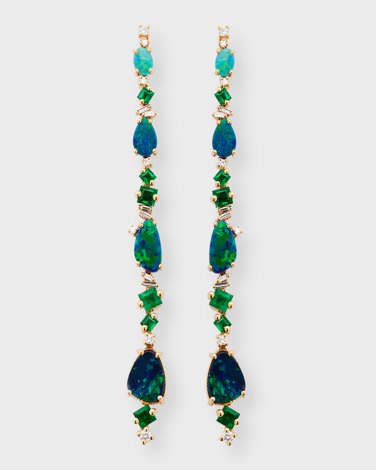 Kalan By Suzanne Kalan 18k Yellow Gold Diamond, Emerald, And Opal Drop Earrings