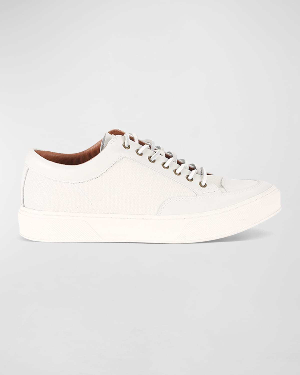 Frye Hoyt Low Lace Canvas & Leather Sneaker In White
