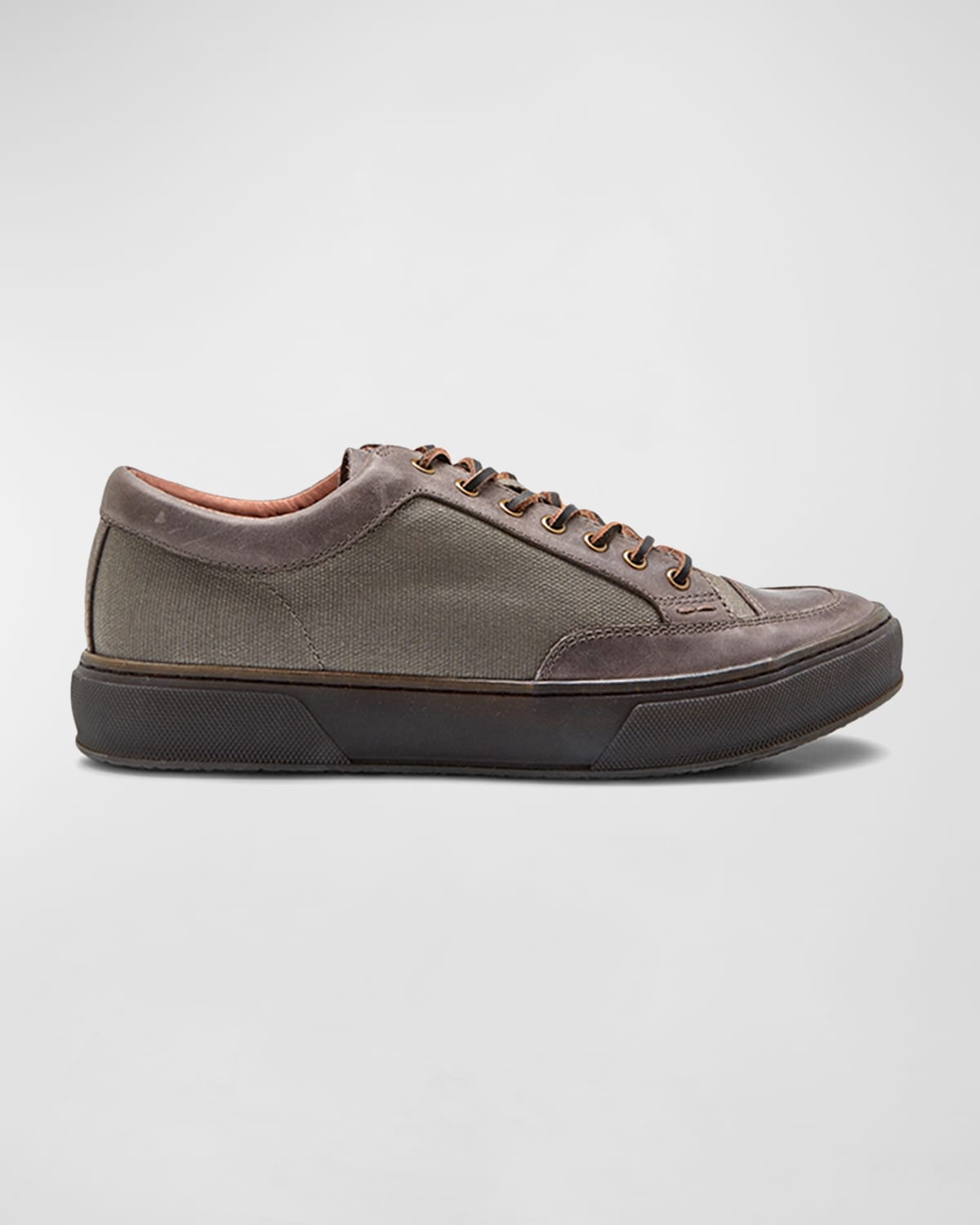 Shop Frye Men's Hoyt Low-top Canvas & Leather Sneakers In Charcoal