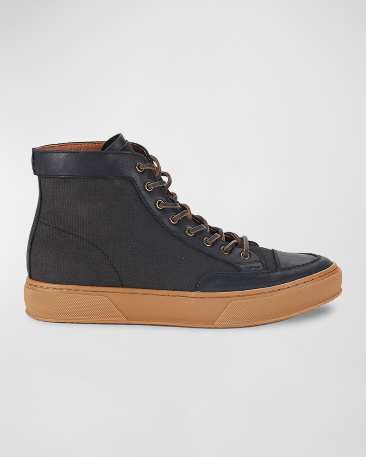 Shop Frye Men's Hoyt Leather Mid-top Sneakers In Black