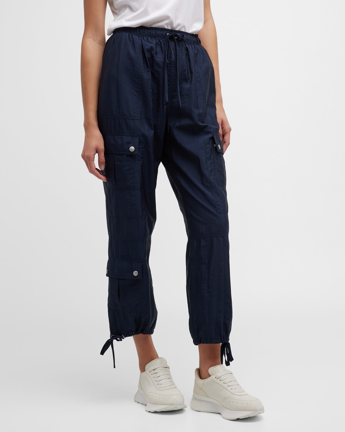 Shop Cinq À Sept Nitsan Tie-cuff Cargo Pants In Navy