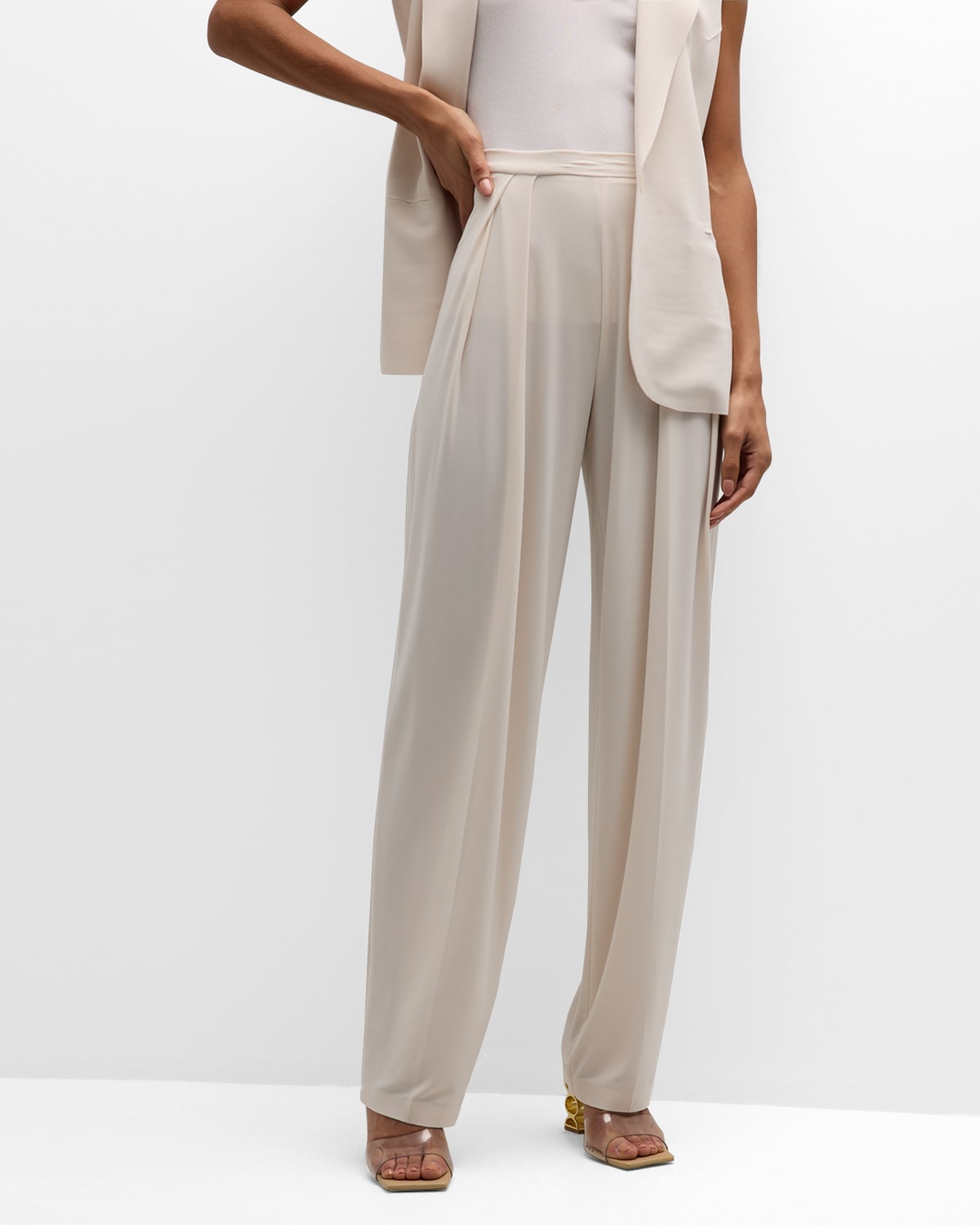 NORMA KAMALI TAPERED PLEATED TROUSERS