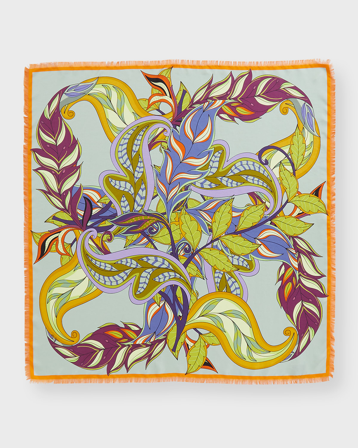 Fringe-Trim Silk Square Scarf