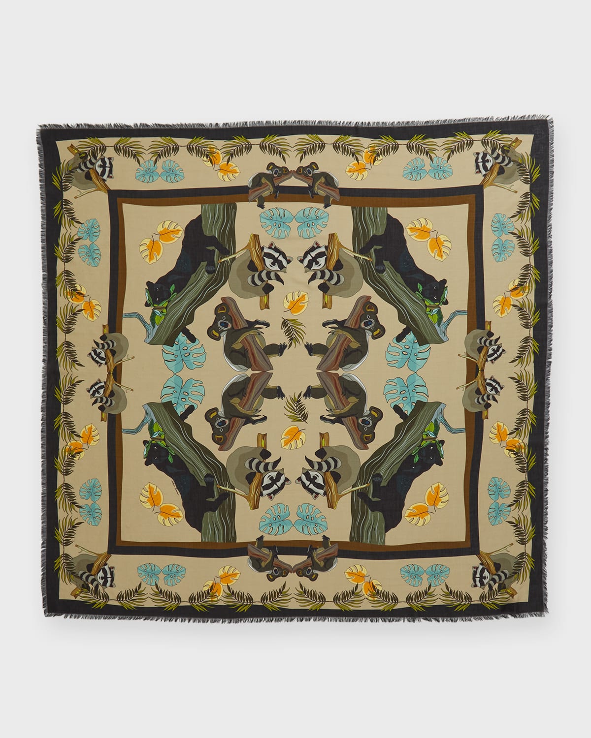 Floral Cotton-Silk Square Scarf