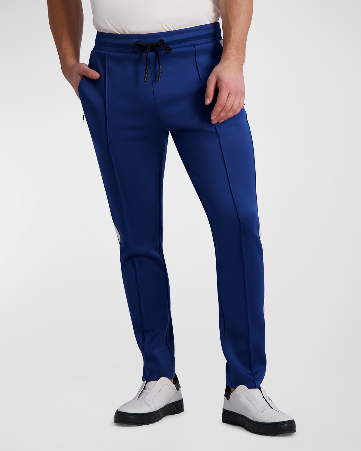 Karl Lagerfeld Paris Colorblock Scuba Track Pants in Black