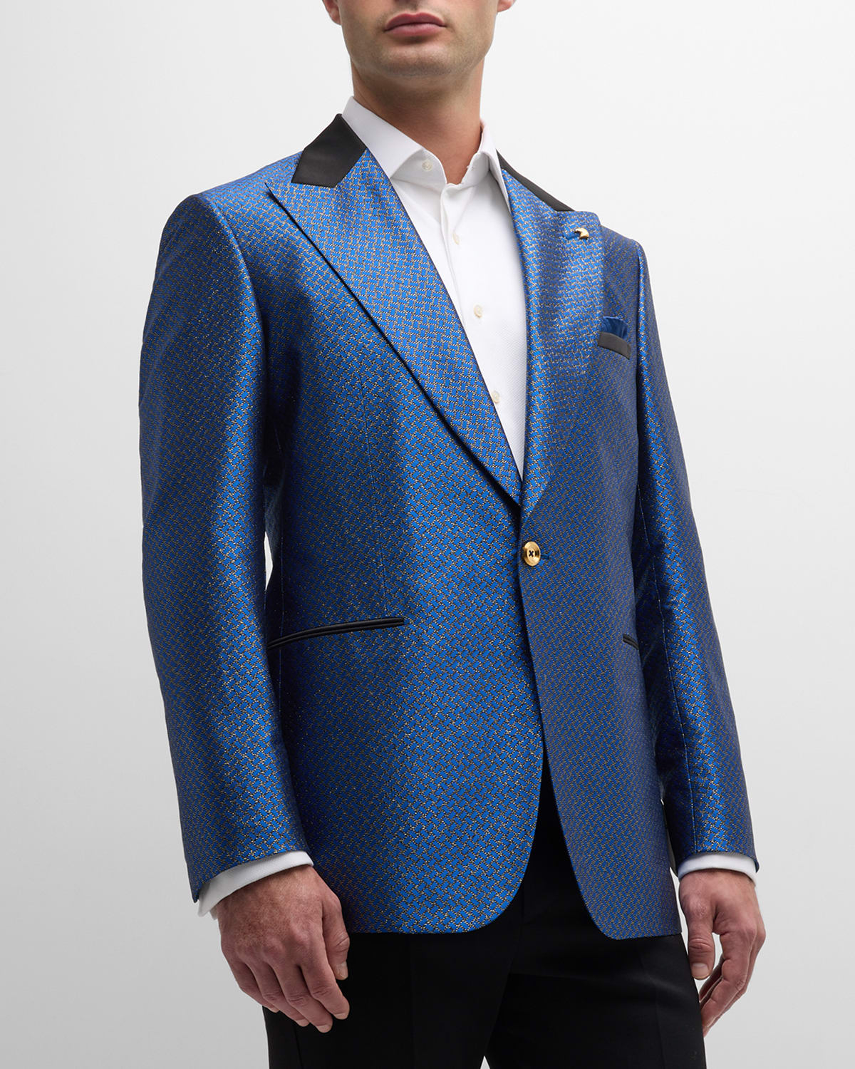 Stefano Ricci Men's Two-tone Patterned Dinner Jacket In Blue