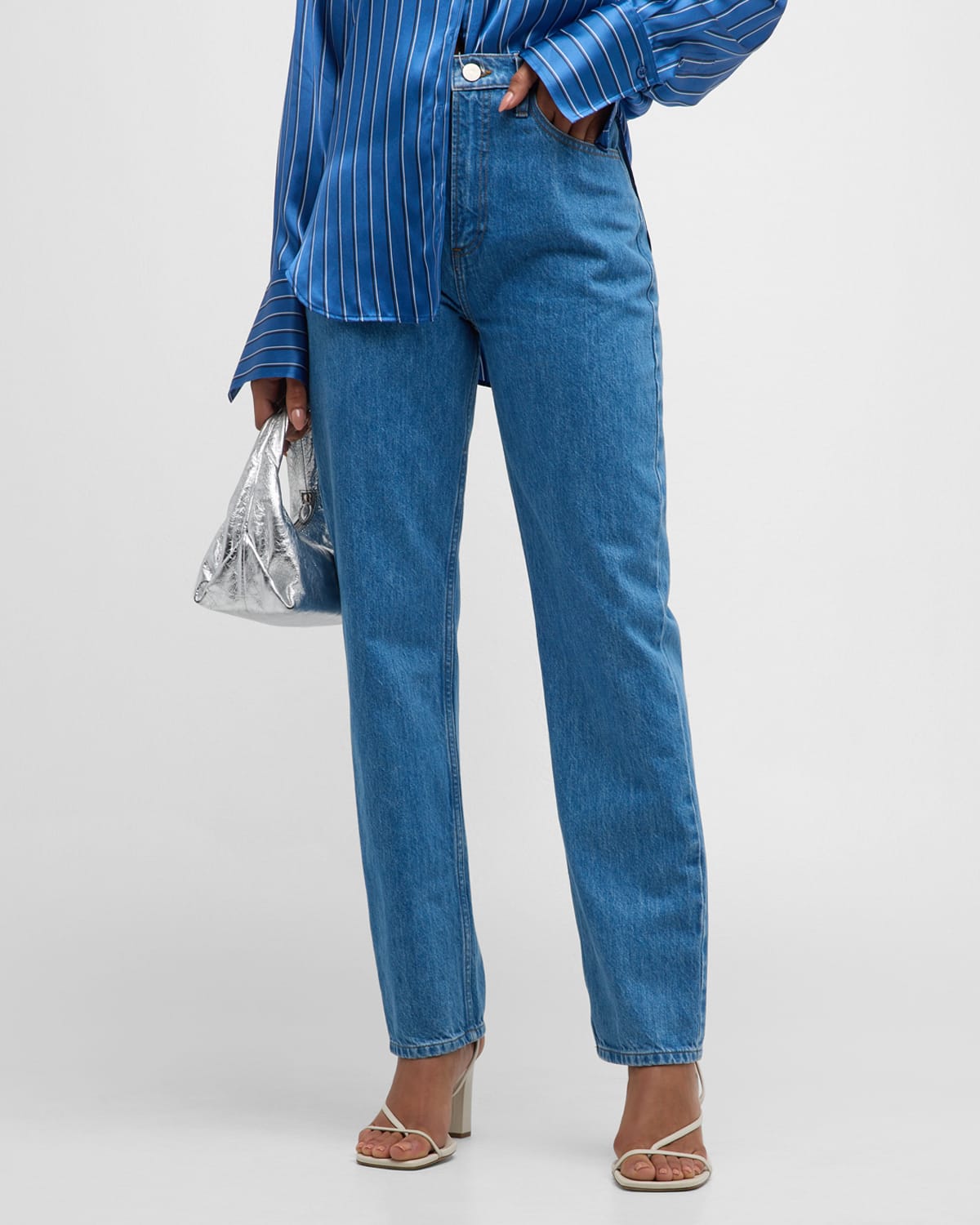 Shop Frame Le High N Tight Straight Jeans In Meadow