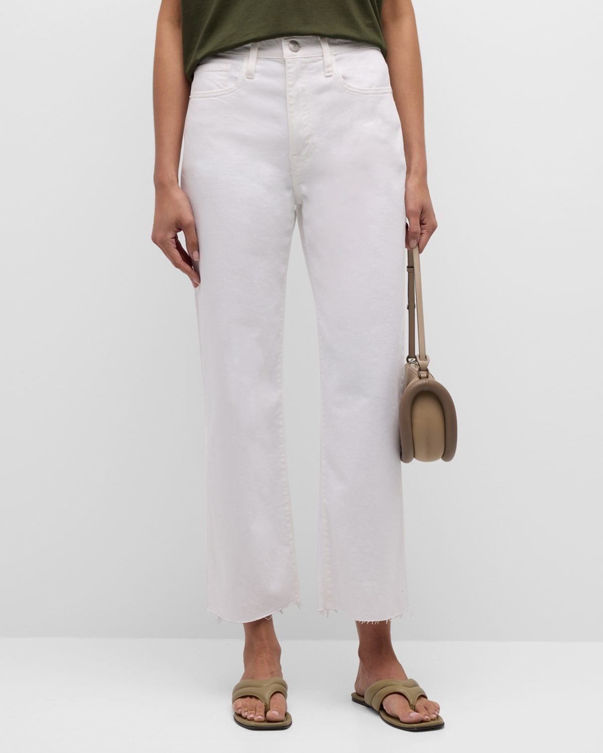 Shop Frame Le Jane Crop Raw After Jeans In Blanc